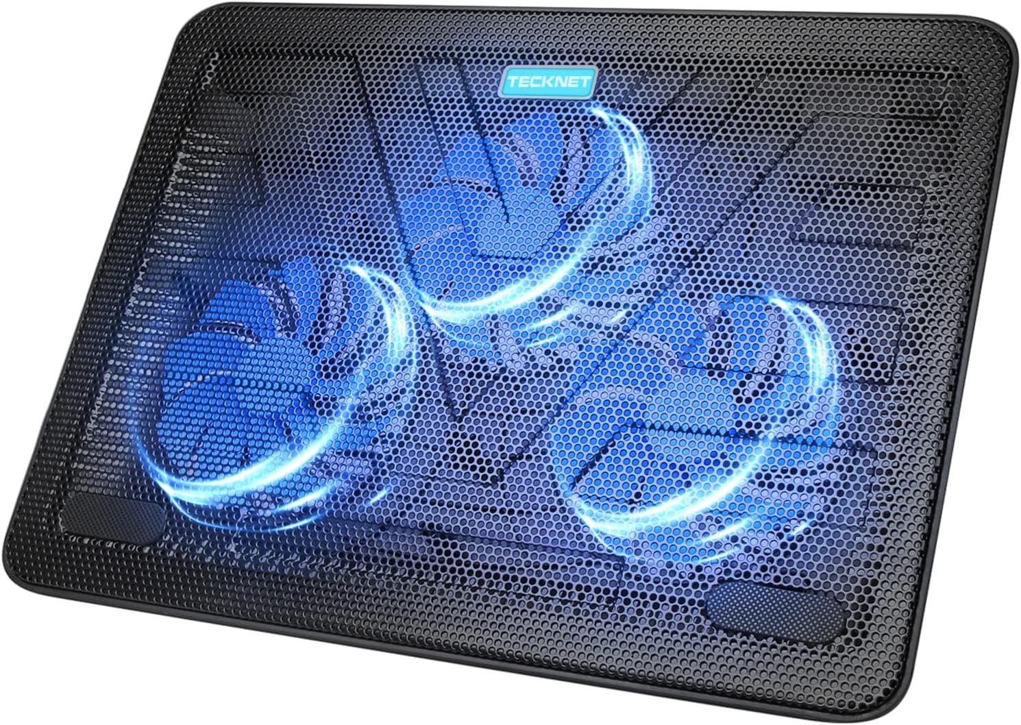 Product image of TECKNET Laptop Cooling Pad, Portable Slim Quiet USB Powered Laptop Notebook Cooler Cooling Pad Stand Chill Mat with 3 Blue LED Fans, Fits 12-17 Inches (Black)