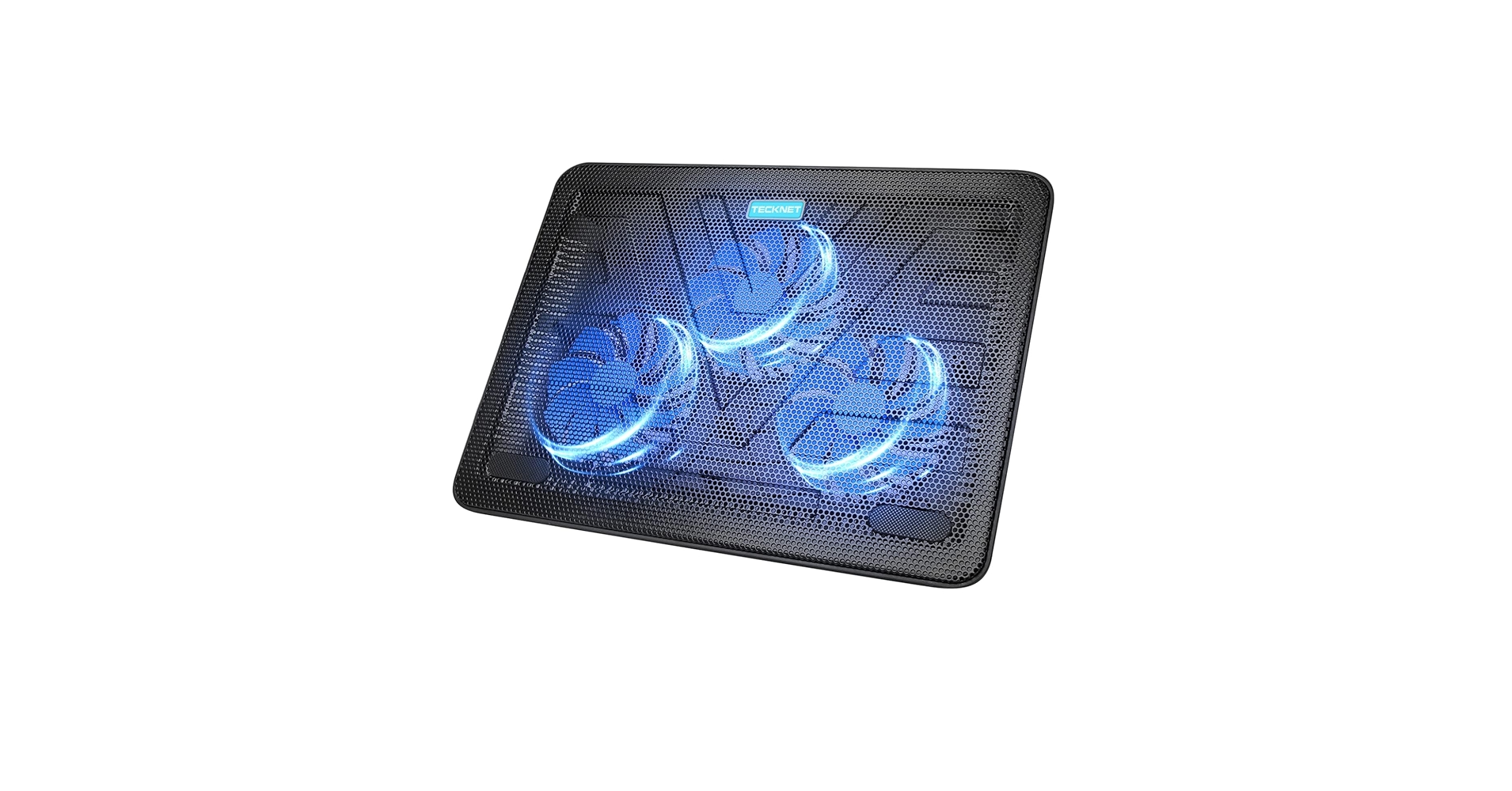 TECKNET Laptop Cooling Pad, Portable Slim Quiet USB Powered Laptop Notebook Cooler Cooling Pad Stand Chill Mat with 3 Blue LED Fans, Fits 12-17 Inches (Black)