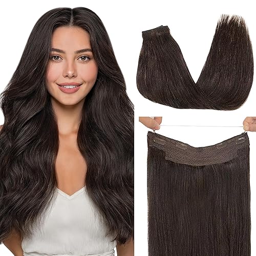 GOO GOO Extensiones de cabello humano Remy, extensiones de cabello humano Remy, color marrón oscuro, 16 pulgadas, 95 g, extensiones de cabello lacio