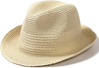 Fedora Straw Sun Hat for Women Mens Short Brim Summer Beach Hats Packable Panama Fedora Hat