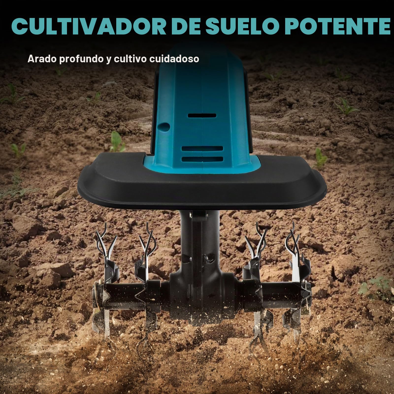 Fresadora de Jardín Inalámbrica para Makita 18V (sin Batería) | 550W, Azada sin Escobillas, Profundidad 15 cm, Ancho 20 cm, Cultivador para Jardín y Patio