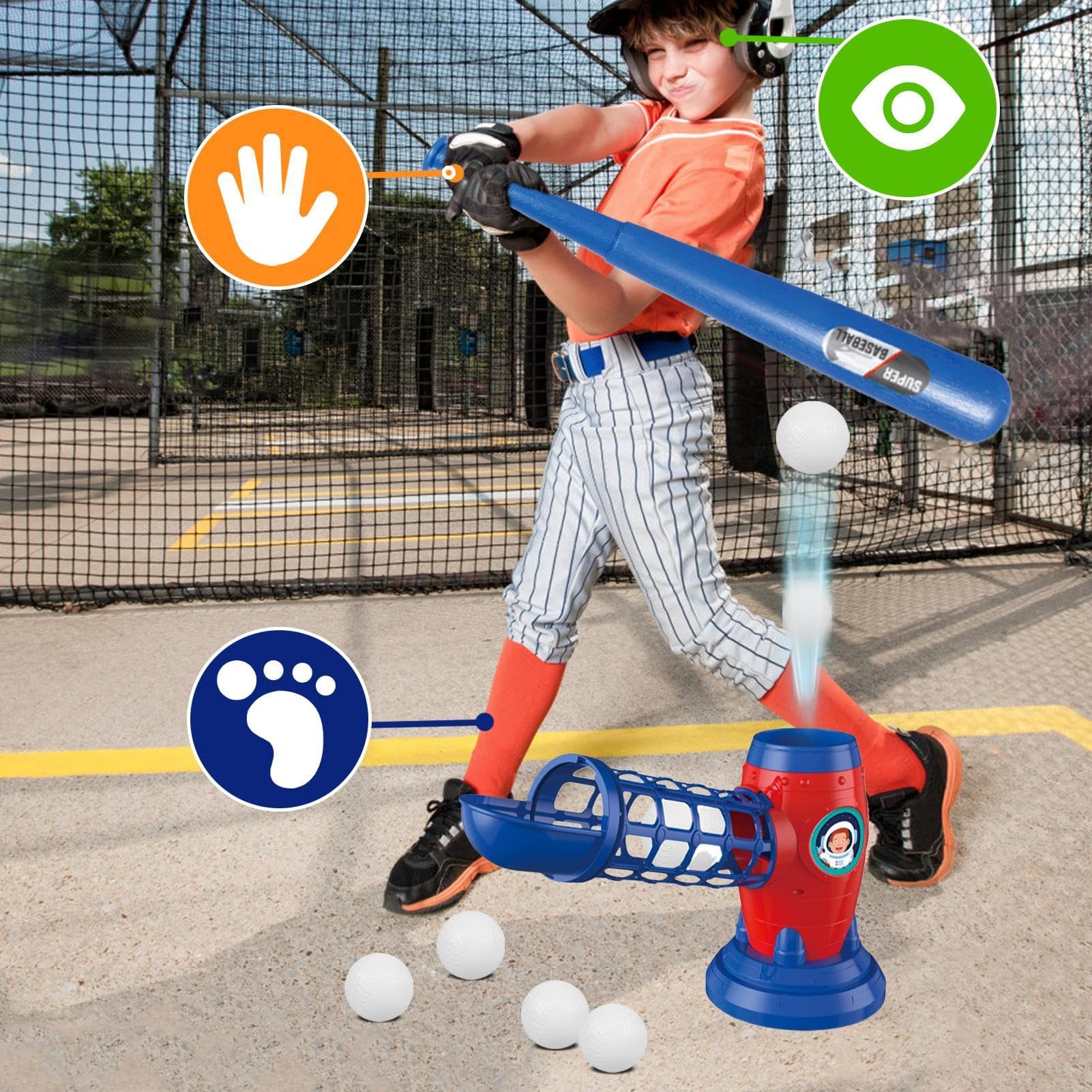 Battitrice per baseball, lanciatori per baseball giovanile,Macchine per lanciare baseball e softball con palline | Lanciatore per baseball e tennis, set di palline a T per bambini da 3 a 8 anni