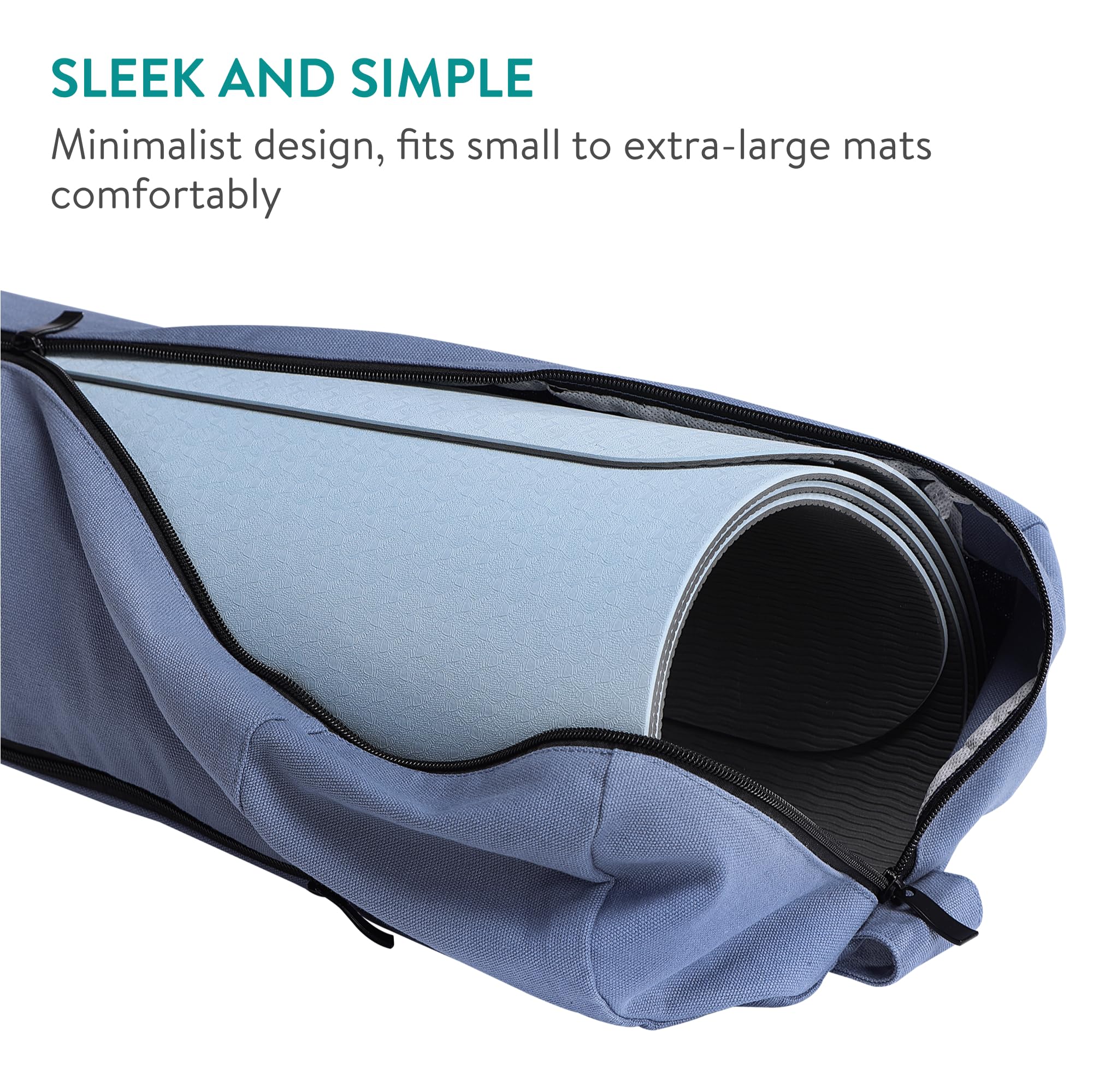 Navaris XXL Yogatasche für Yogamatte aus Baumwolle - Tasche für Yoga Matte mit Reißverschluss Tragegurt - Große Hülle Ø18x72x29cm - div. Farben