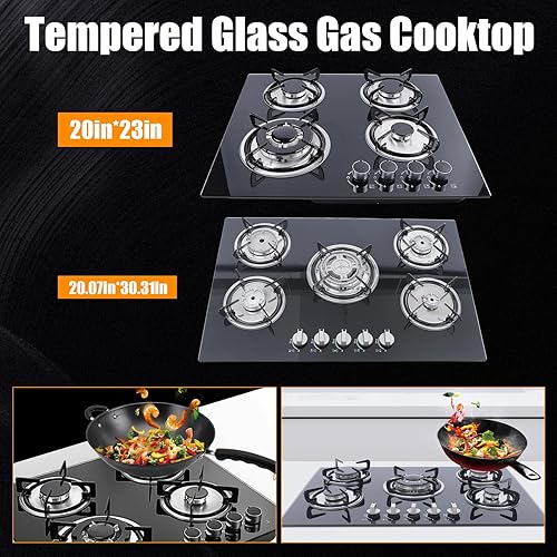 Miniatura 2 de Estufa de gas de 23 pulgadas, 4 quemadores, estufa integrada de vidrio templado LPGNG, placa de cocina de gas, hogar, cocina, cocina, cocina,