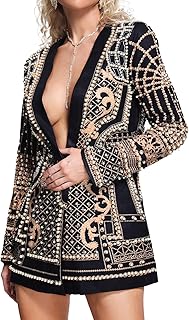 Printed Blazer Dress for Women Sexy Blazer Deep V Neck Women Blazer Long Sleeve Blazer Party Dress Club Blazer