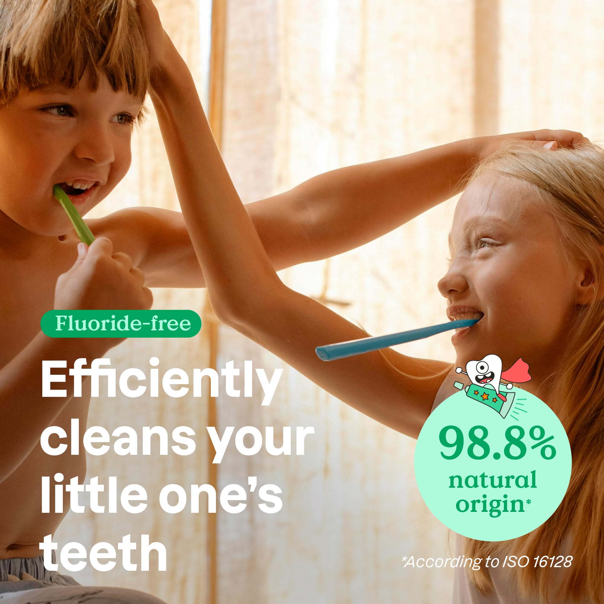 ATTITUDE Kids Fluoride-Free Toothpaste, EWG Verified, Plant- and Mineral-Based Ingredients, Vegan, Sugar-Free, Mango, 4.2 Oz