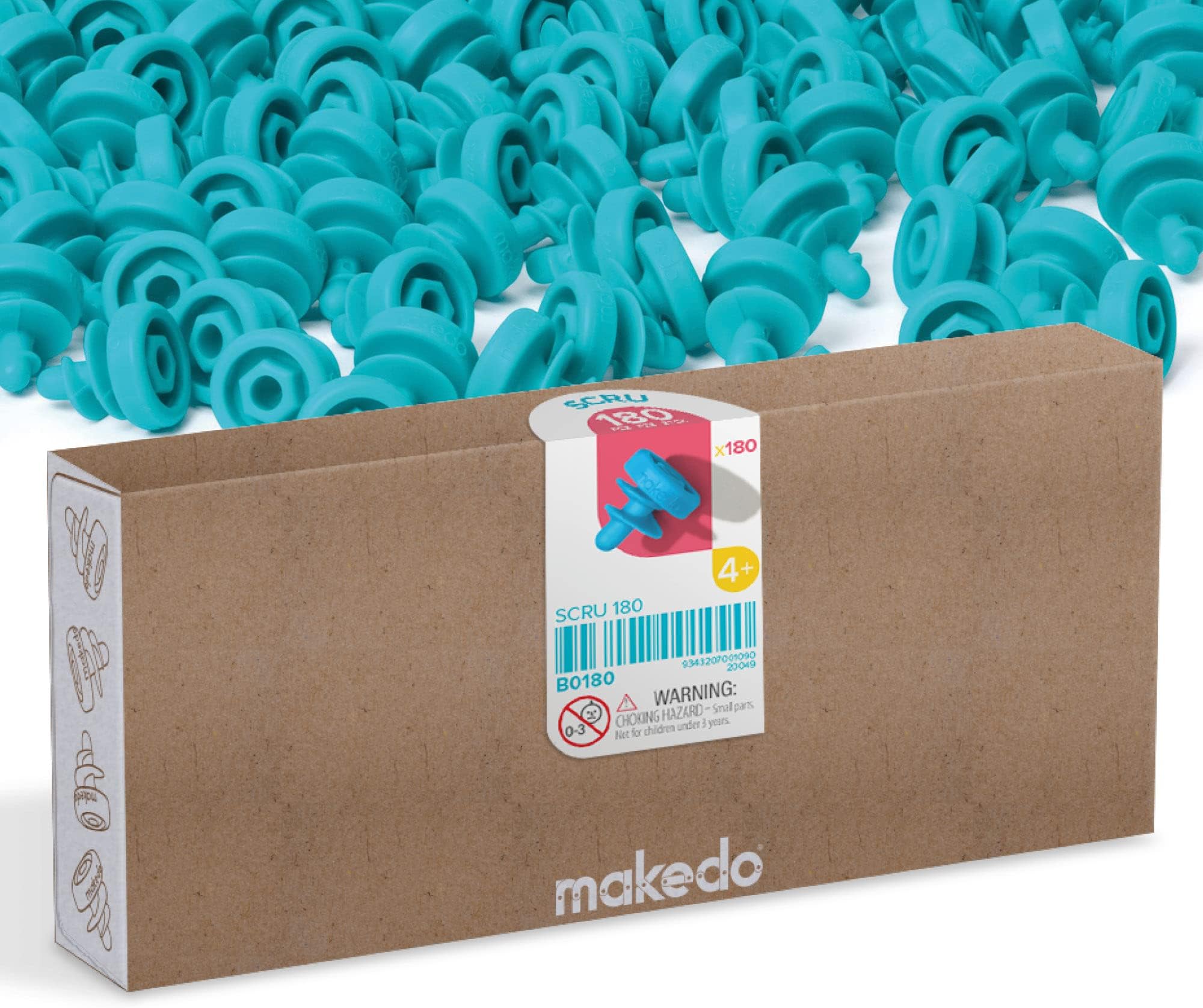 Makedo SCRU 180 | 180 Piece Set for Ages 4+ | Perfect for Classroom STEM Learning