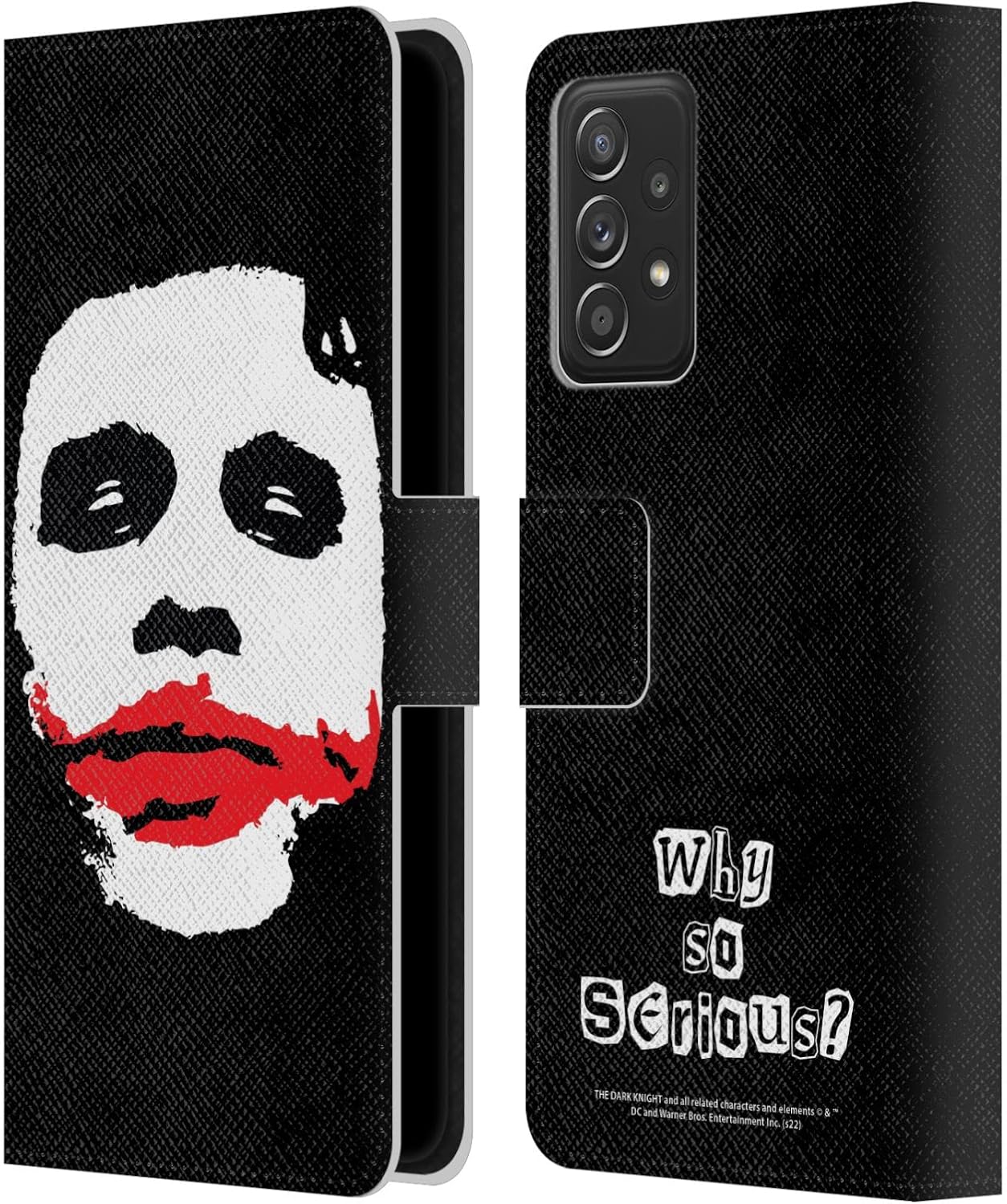 Head Case Designs Officially Licensed The Dark Knight Joker Face Character Art Leather Book Wallet Case Cover Compatible with Samsung Galaxy A53 5G (2022)
