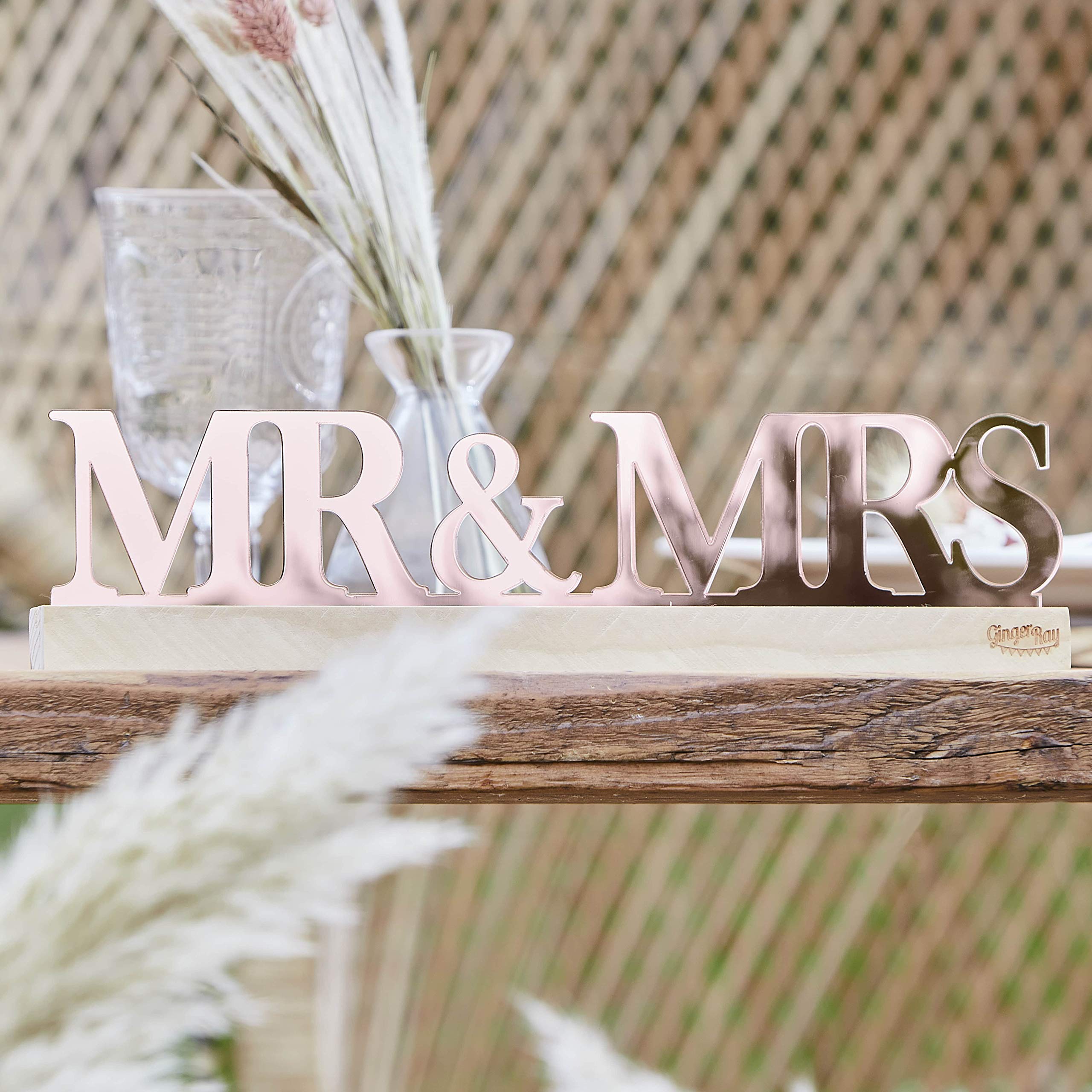 Ginger Ray Rose Gold Acrylic Mr and Mrs Table Decoration Sign