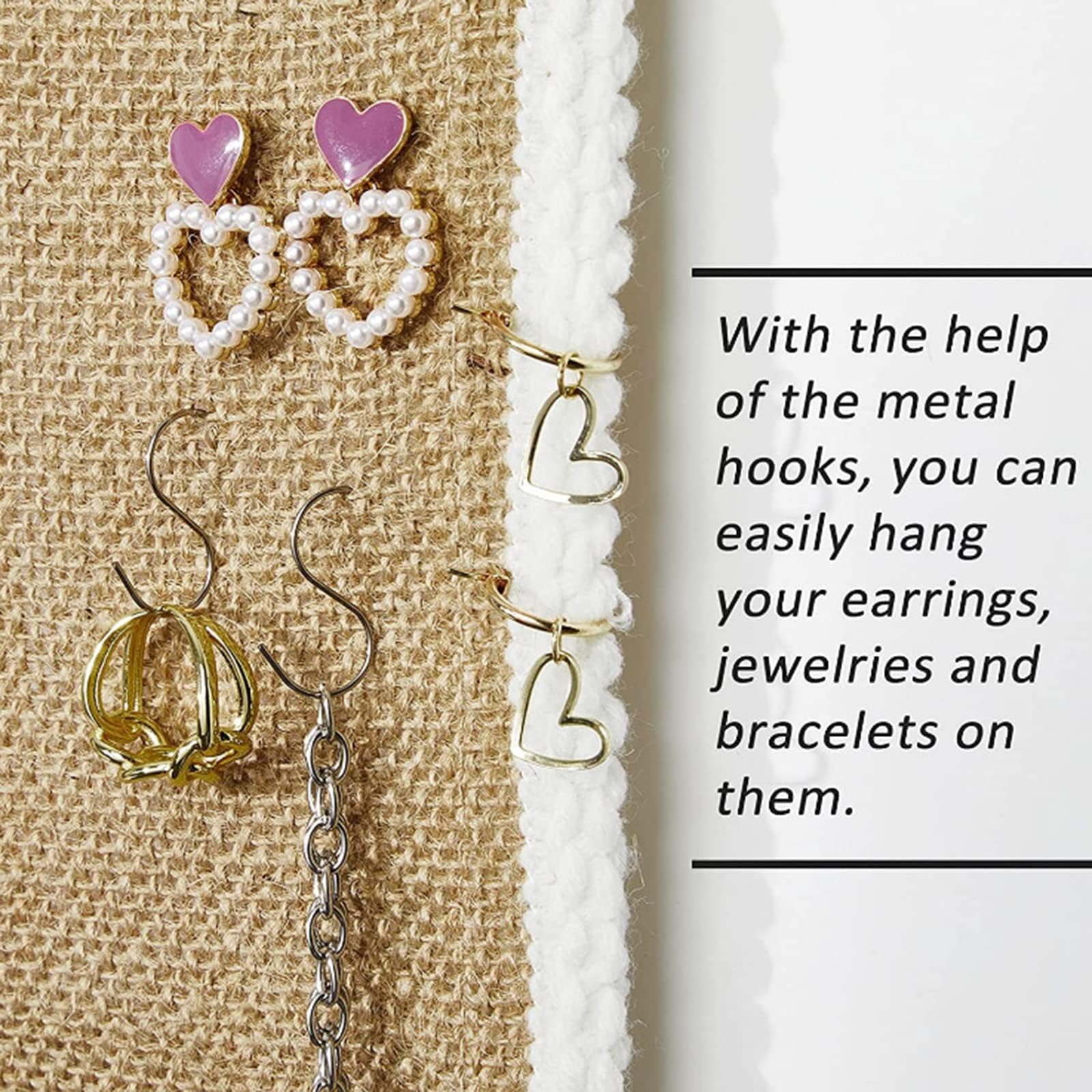 Humberboat Hanging Jewelry Organizer Wall Mounted Earring Hanger And Necklace Holder Organizer For Women And Girls, Jewelry Storage Display Rack For Necklaces, Bracelets, Stud Earring, Rings