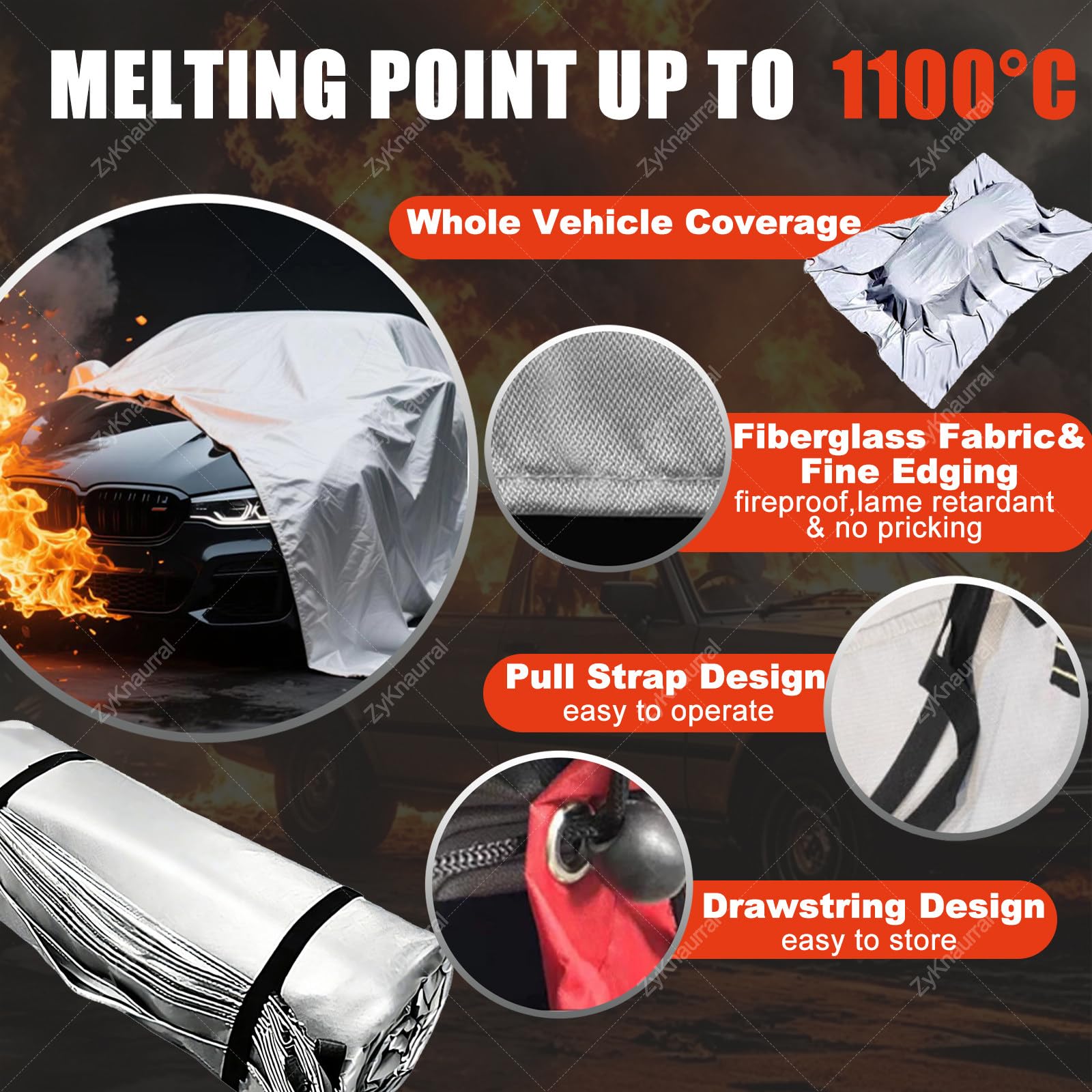 Manta Ignífuga De Emergencia Para Coche, Mantas Extintoras De Primeros Auxilios Para Vehículos Eléctricos/De Combustible, Manta De Refugio Contra Incendios Con Supresión De Llamas 6*6m/19.7*19.7ft