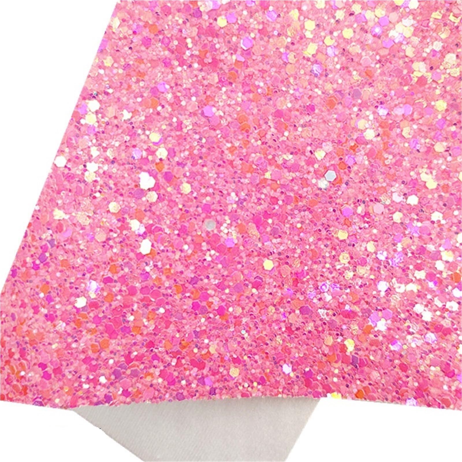 Sparkle PU Leather Fabric Mini Rolls 30x134cm Chunky Glitter Leather Fabric Felt Backing Synthetic for Bows Craft DIY