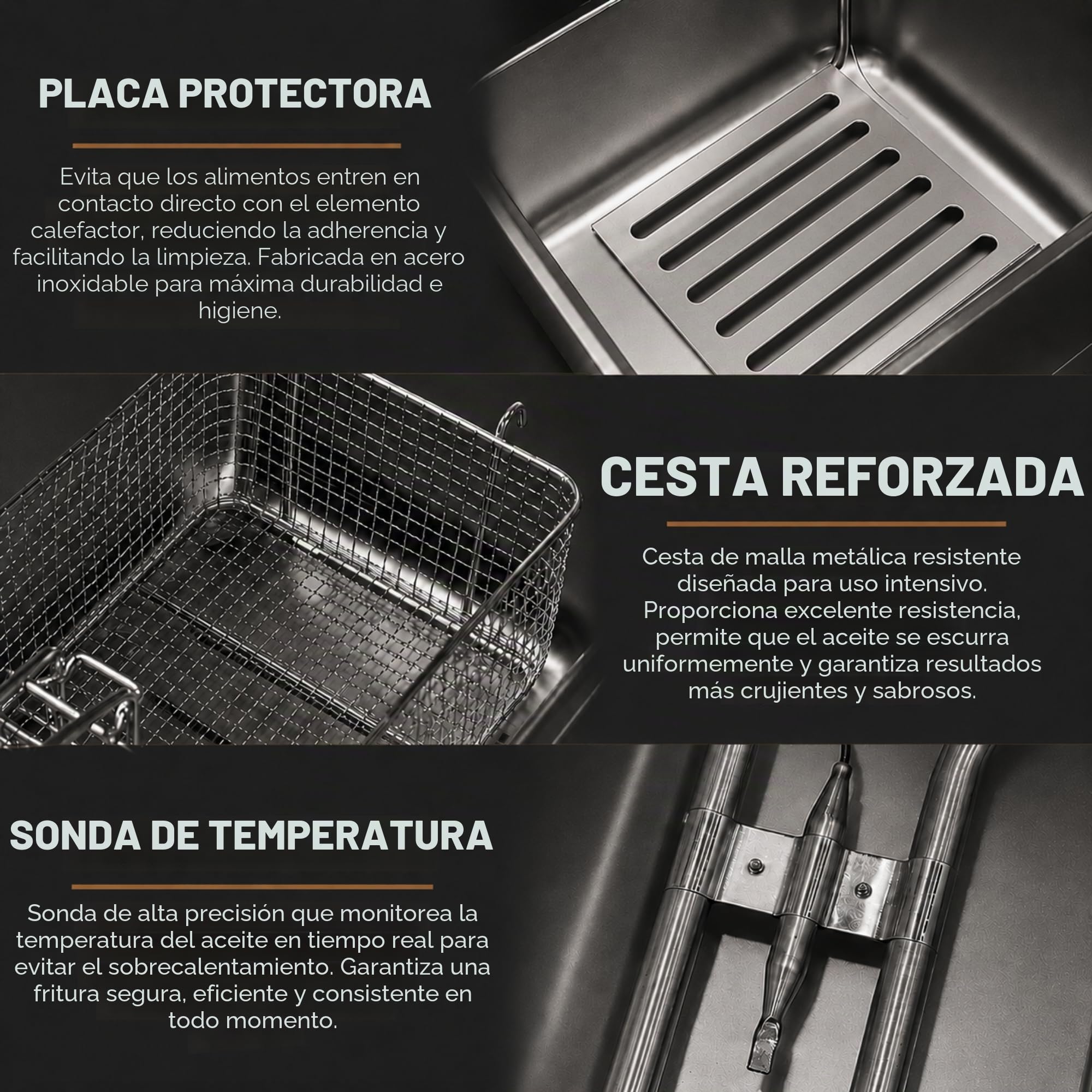 MAGIC SELECT Freidora Eléctrica Profesional Doble 2x3L, Acero Inoxidable | Freidora de Aceite, Cesta Extraíble, Temperatura Regulable, Gran Capacidad, Para Bar, Restaurante y Hostelería