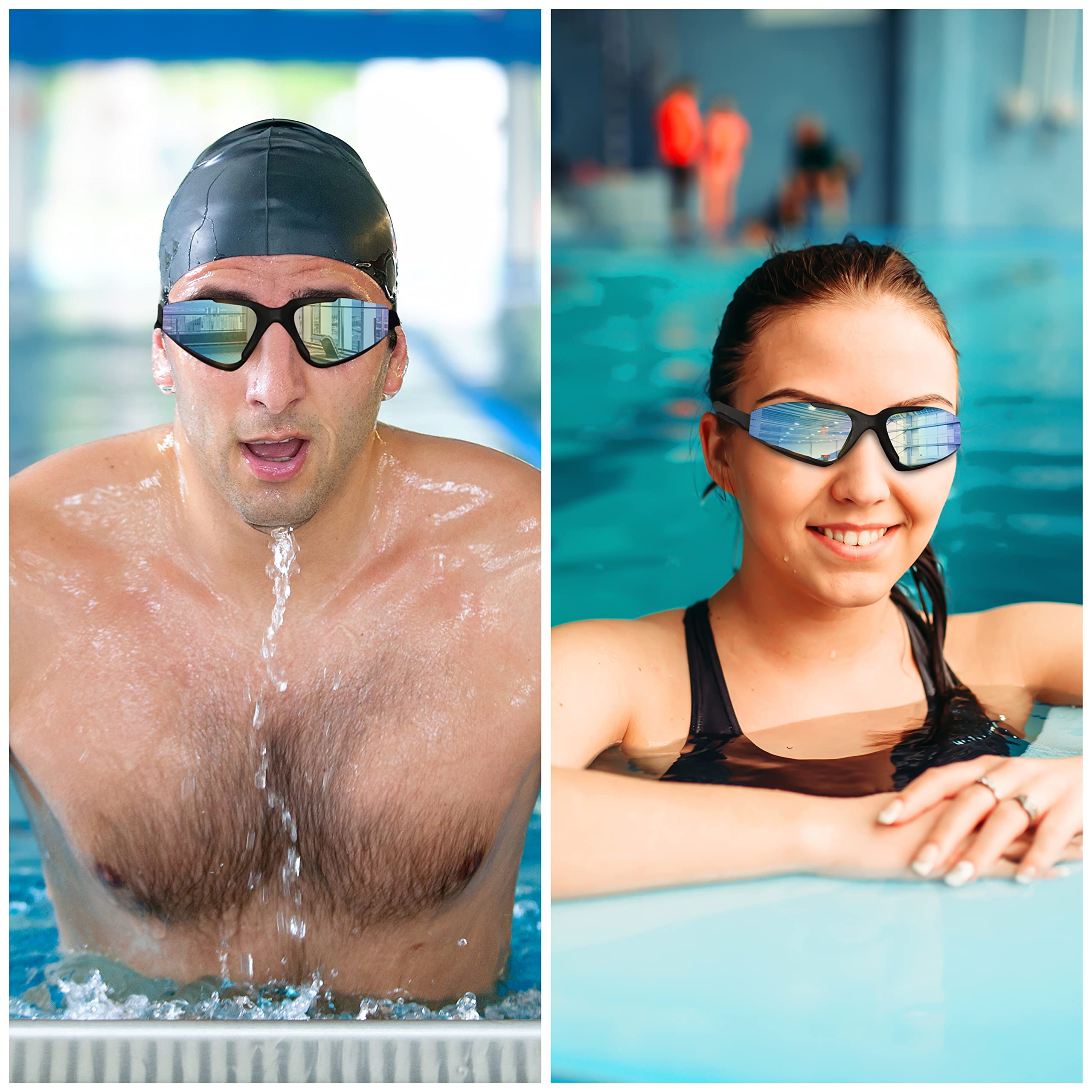 Lunettes Natation BEZZEE PRO - Anti-Buée UV - Sangle Silicone Réglable - Adulte Homme Femme