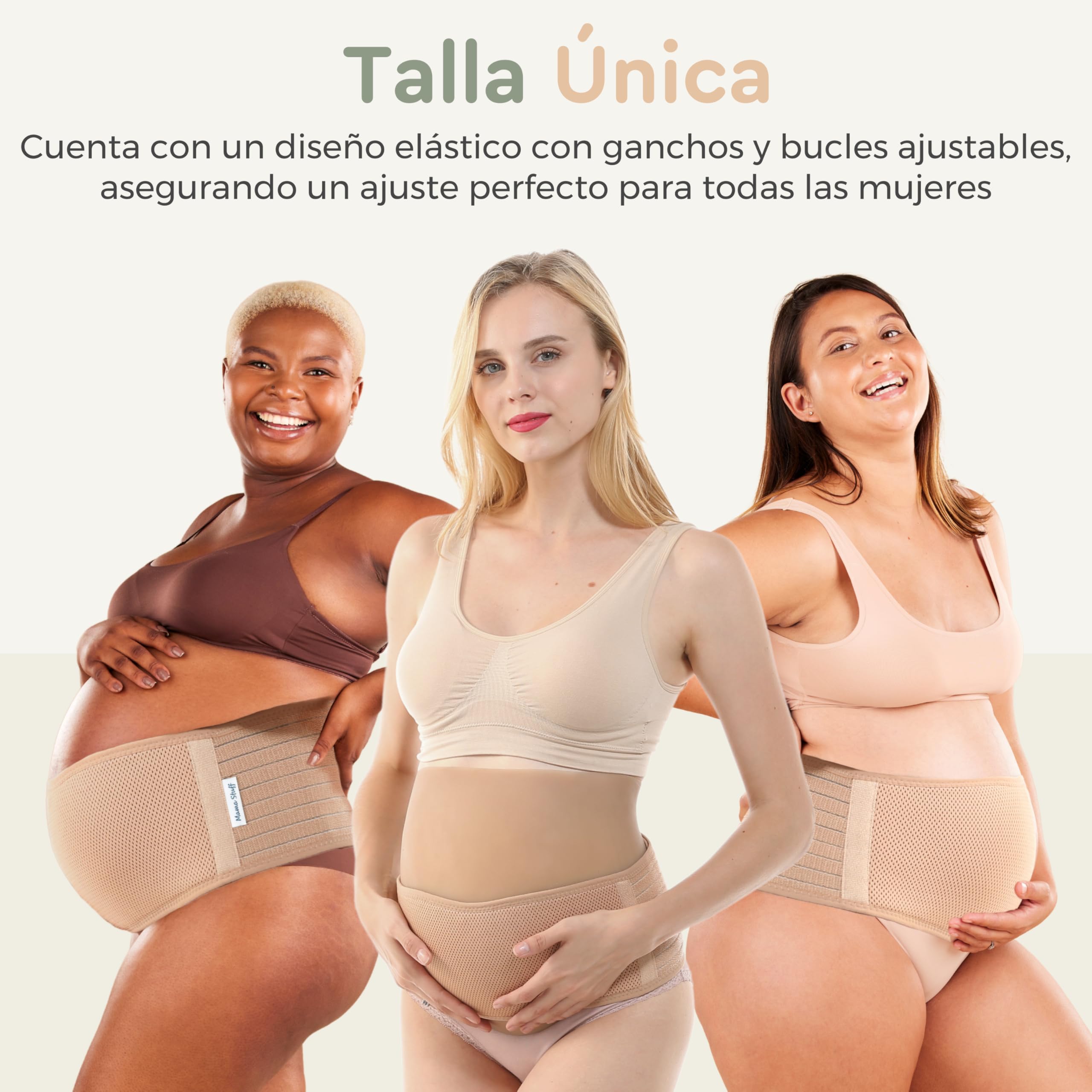 BellyNest – Banda de Maternidad para el Embarazo | Faja para Embarazadas con Soporte Abdominal y Sujeción Pélvica – Alivio del Dolor Lumbar, Ajustable y Transpirable (Beige, Talla Única)