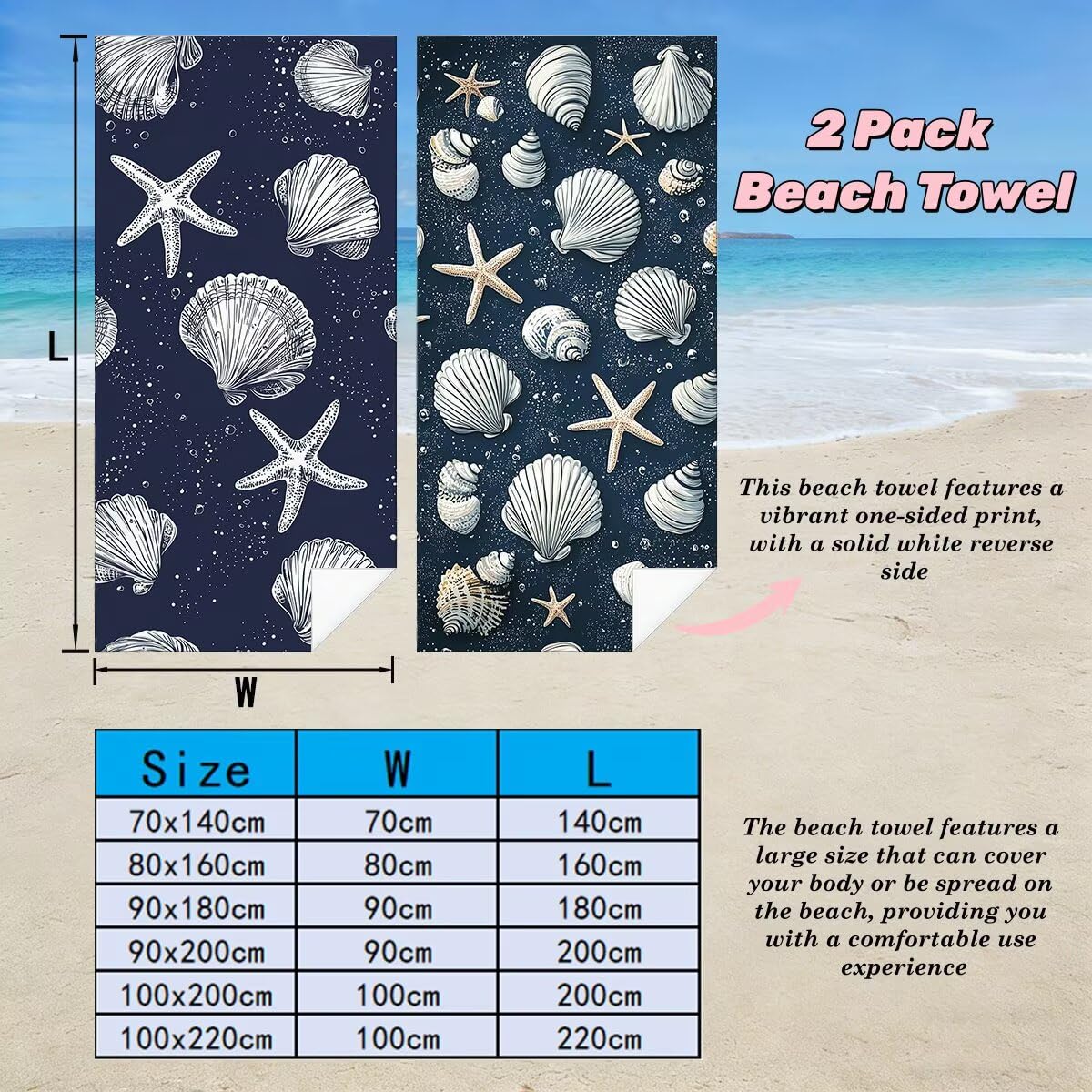 Ręcznik plażowy z mikrofibry, zestaw 2 dużych ręczników kąpielowych 90x180 cm, szybkoschnący ręcznik kąpielowy, ręczniki plażowe, sportowe ręczniki z mikrofibry do podróży -4326
