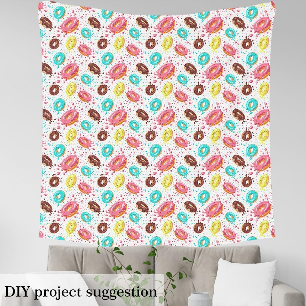 Donuts Fabric by The Yard for Women Men Kids, Chocolate Doughnut Upholstery Fabric for Chairs, Whimsical Dessert Warm Waterproof Outdoor Fabric for Chairs Boys Girls, Reupholstery Fabric Decor, 5 Yard