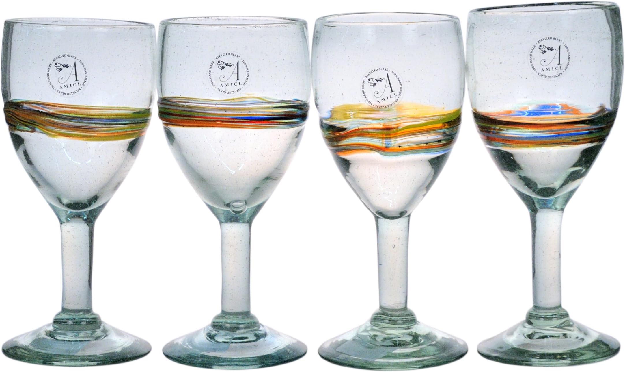 Amici Rainbow Goblets, 12oz - Set of 4