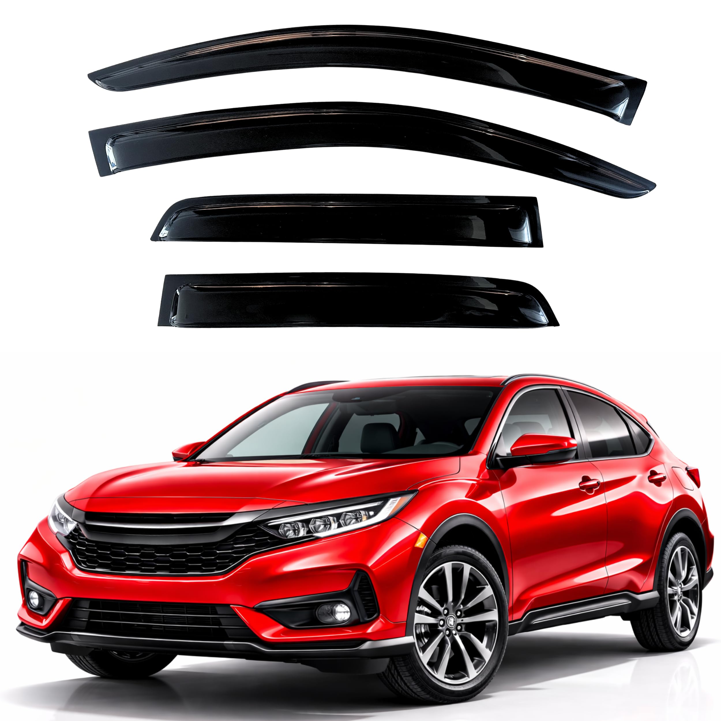 KPY Rain Guards Fit for 2023-2026 Honda HRV, Out-Channel Window Visors Vent Wind Deflectors 4PC, Car Accessories for 23-26 HR-V