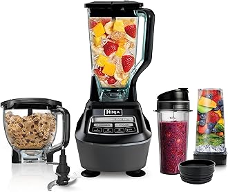 Ninja Kitchen System | 8-Cup Food Processor Bowl & 72 oz. Blender All-in-One | With (2) 16 oz. To-Go Cups | For Smoothies, Ice Crushing, Dough & More | 1500 Watt | Black | BL770