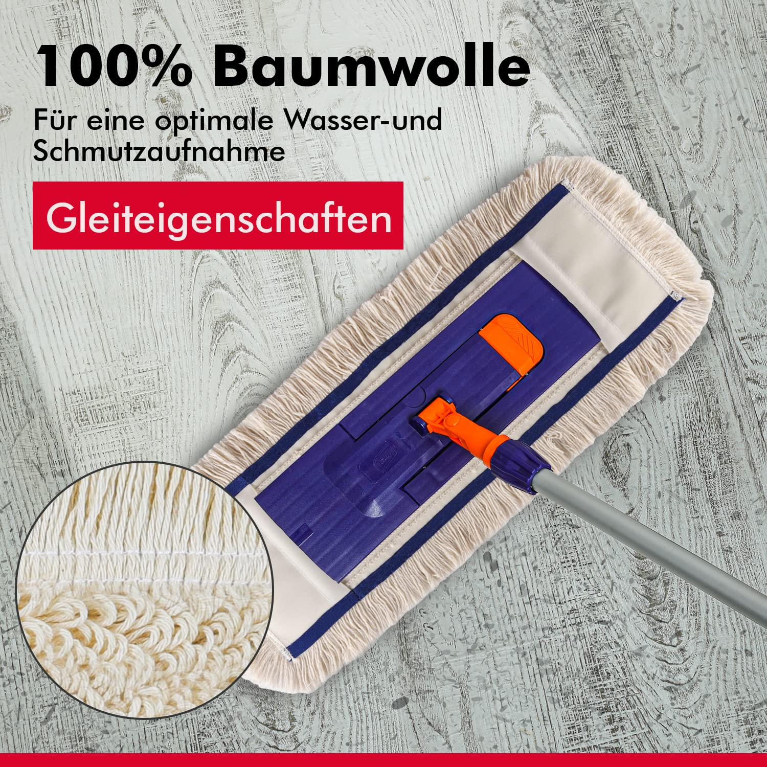 100 Stck 50 cm Baumwoll Wischmop Taschen aus Polyester Ersatz für Mop Klapphalter Wischmoppbezug für Versiegelung Reinigung von Bodenbeläge wie Laminat Dielen