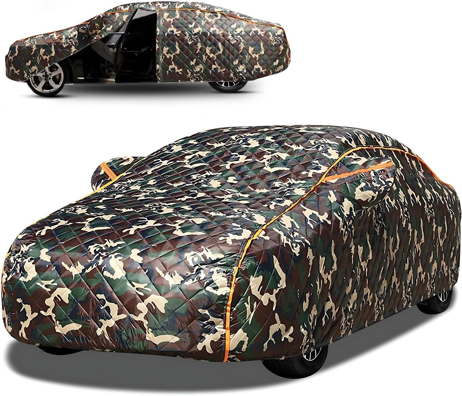 Thickened Car Cover for Chevrolet Camaro, Hail Protection Tarpaulin, Car Dustproof, Weatherproof, Hail Blanket, Waterproof, Windproof Cover with Zip Door