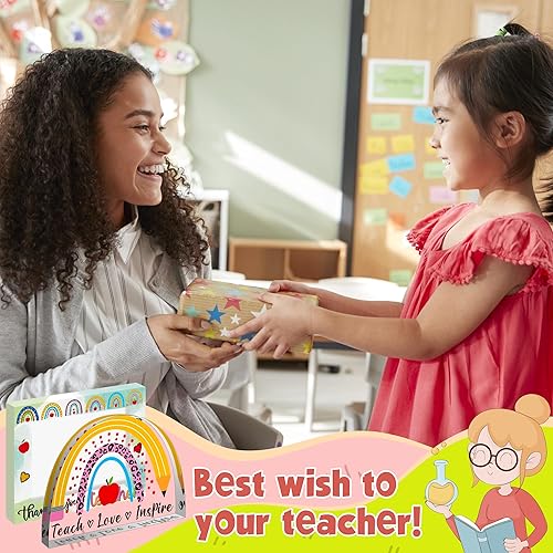 Miniatura 5 de CY2SIDE Juego de 3 piezas de regalo de agradecimiento para maestros, diseño bohemio, arco iris, acrílico, pisapapeles, recuerdo, Acción de Gracias,