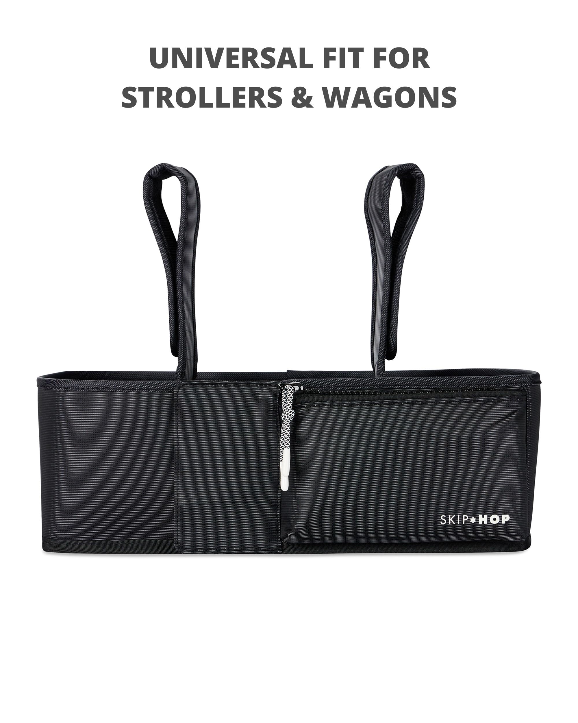 Skip Hop Organizer universale per passeggino, con cinghie regolabili, alette magnetiche e design convertibile che si adatta a bicchieri da 1,18 l, avena