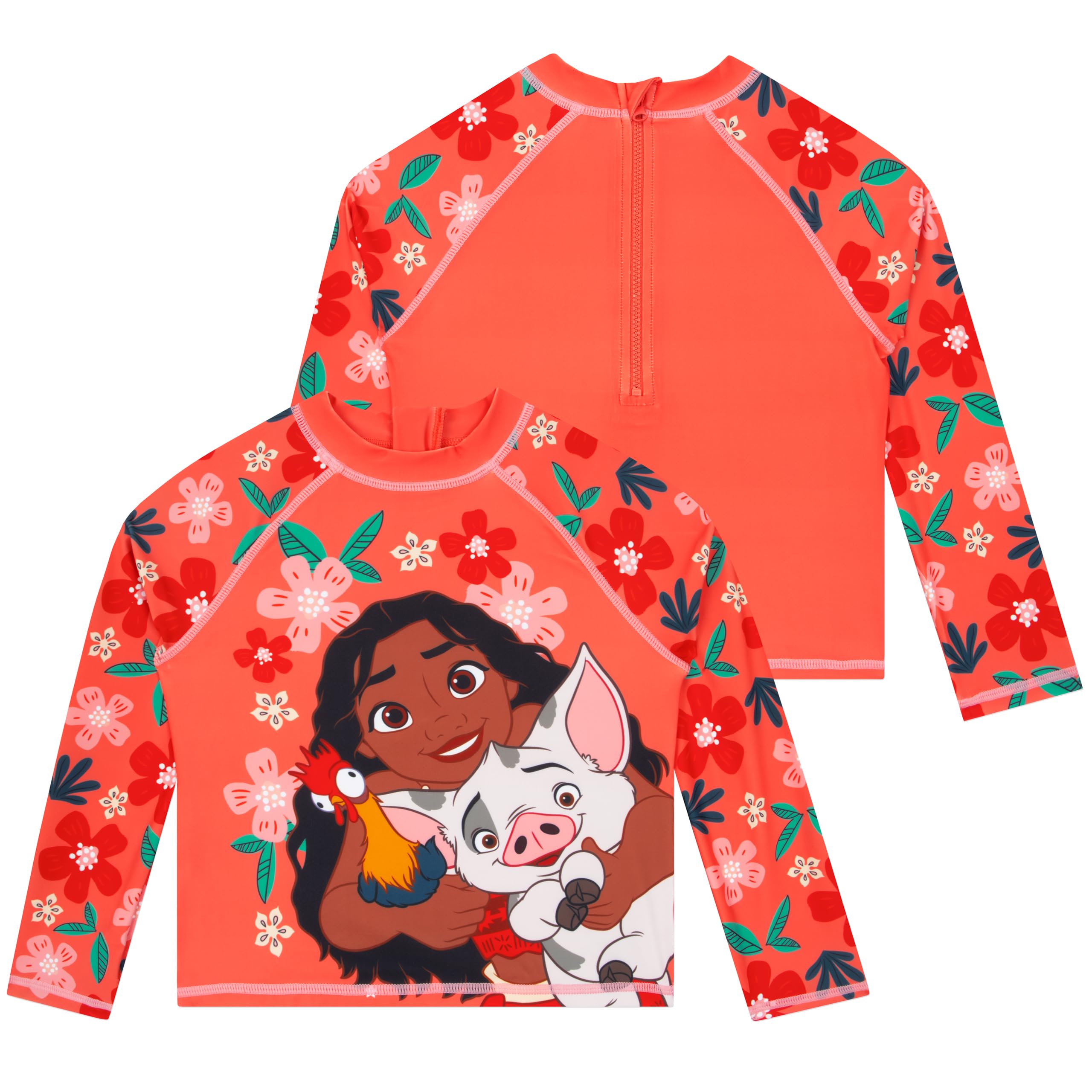 Disney Moana Bañador Natacion Niña, Bañador Niña Manga Larga con Arcos, Traje De Baño De Dos Piezas Moana