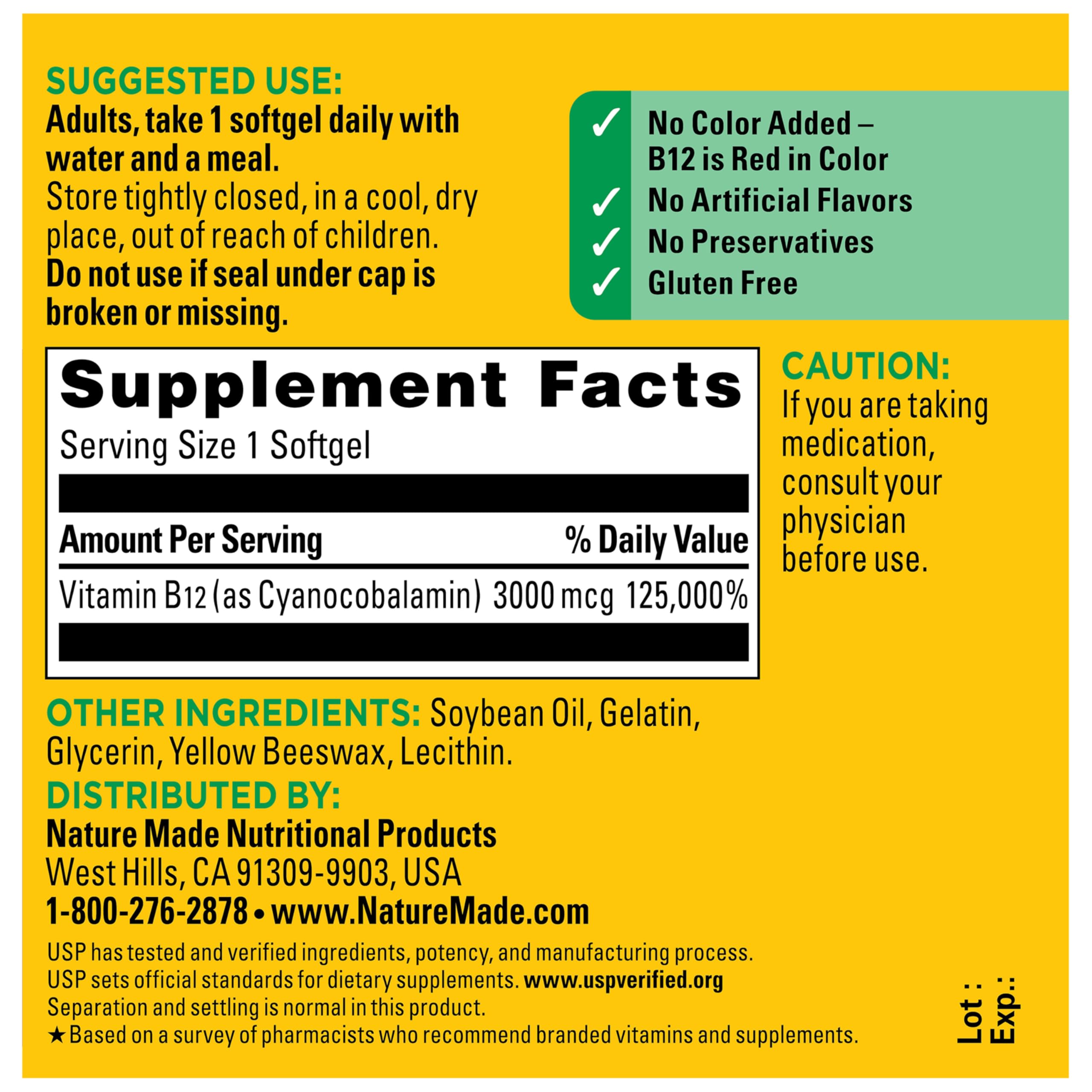 Nature Made Vitamin B12 Extra Strength 3000 mcg Softgels, 60 Softgels — Amazon image 8