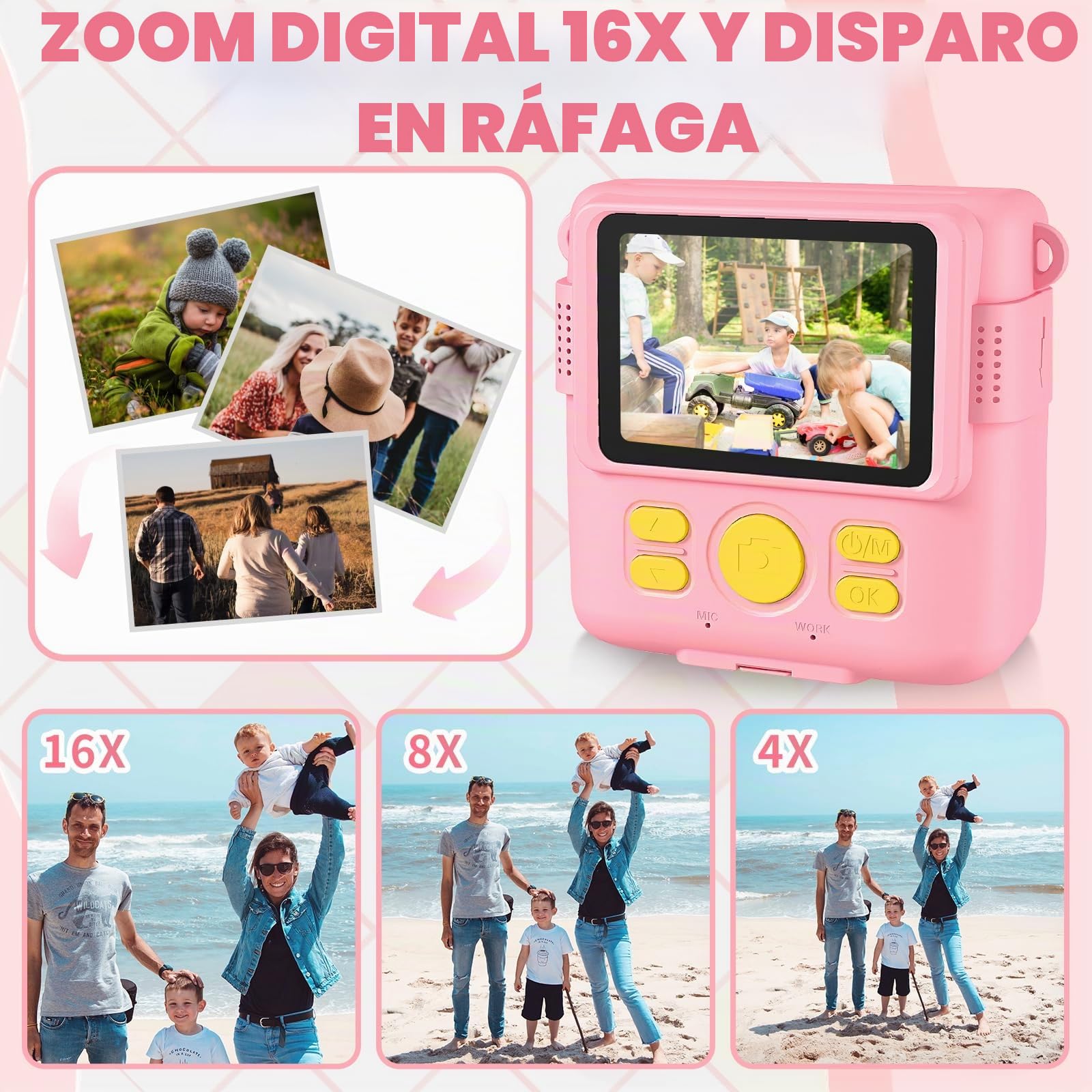 CHRERNA Camara Fotos Infantil Instantanea, 1080P Cámara Instantánea con Tarjeta de 32GB y Papel de Impresión, Regalo para Niños y Niñas 3 a 12 Años (Negro