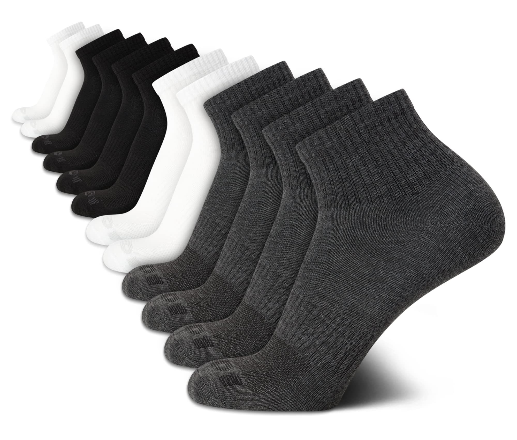 AND1 Mens Quarter Socks - 12 Pack Lightweight Athletic Quarter Length Ankle Socks for Men for Sports, Running (Sizes: 6-12.5)