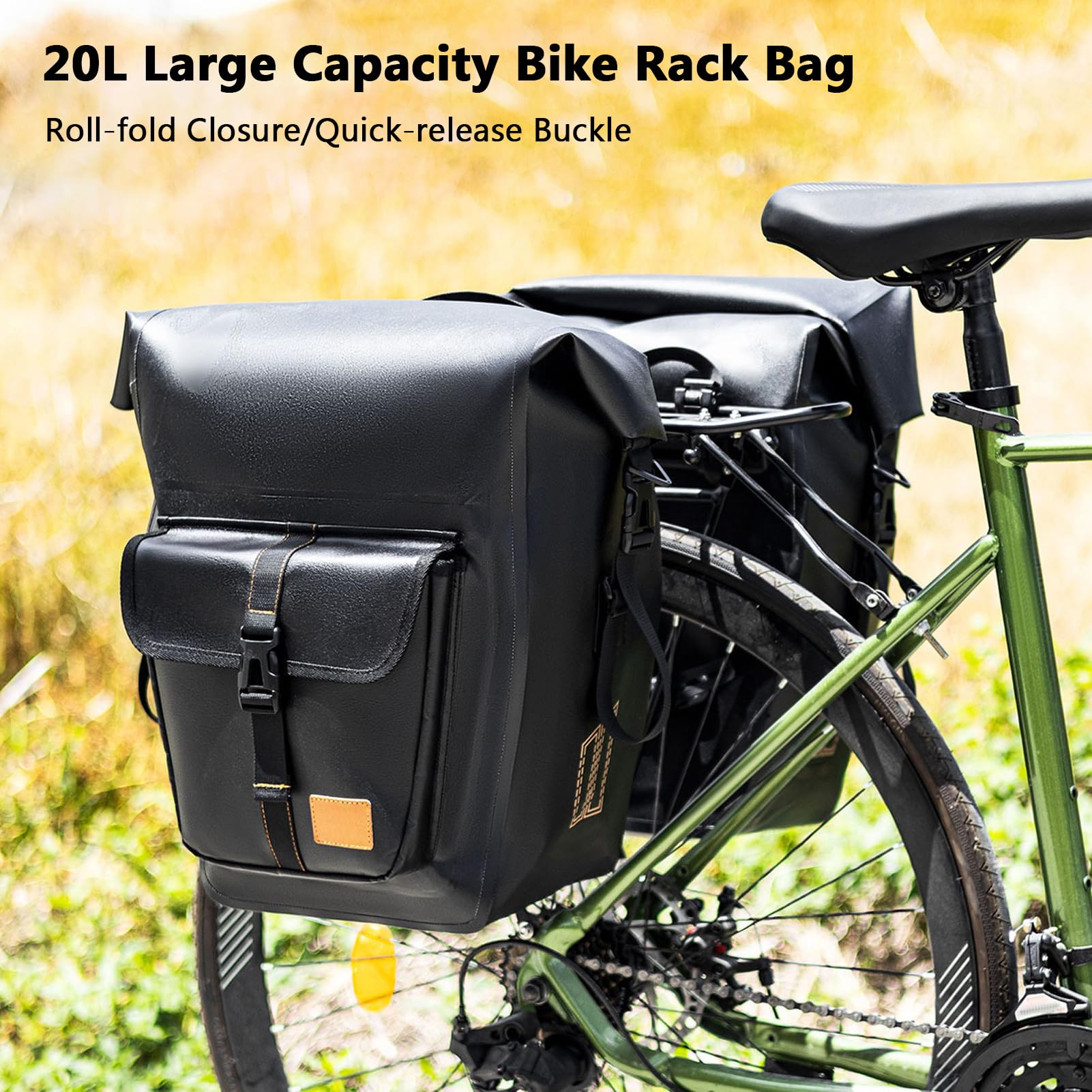 Changor Bolsa de Sillín de Bicicleta con Capacidad de 15 litros, Material