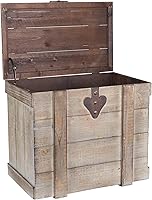 Vista 5 de Household Essentials - Baúl decorativo de madera rústico lavado en blanco, tamaño mediano