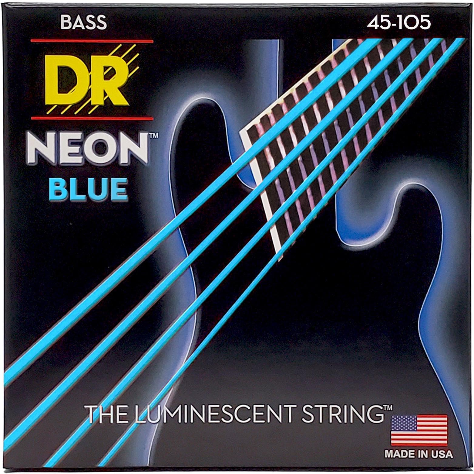 DR Handmade Strings DR Hi-Def Neon Blue Medium Bass Guitar Strings (NBB-45)