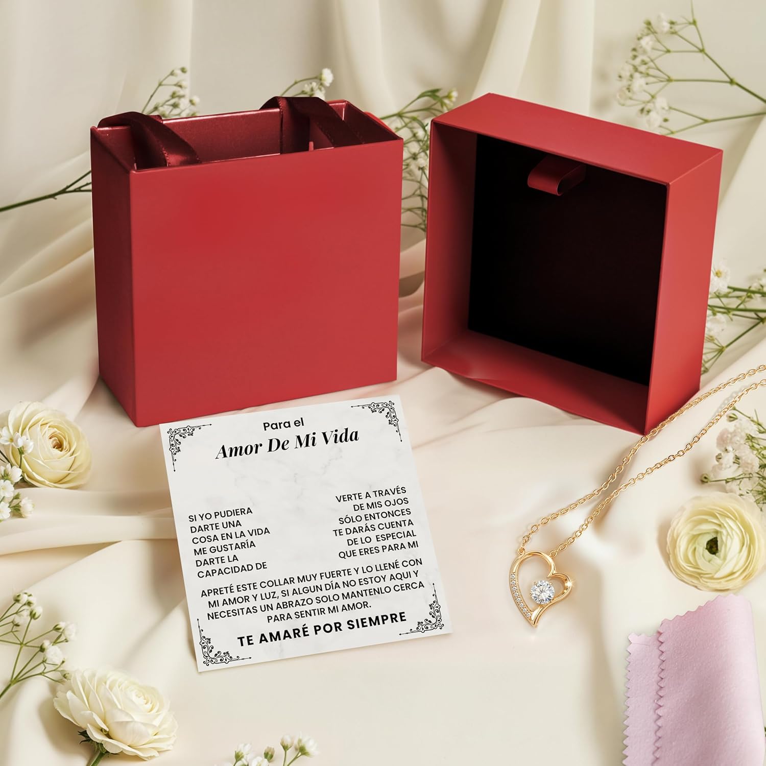 Collar Corazón Para Mujer – Para El Amor De Mi Vida | Regalo Romántico Para Esposa o Novia, Aniversario, Cumpleaños, San Valentín