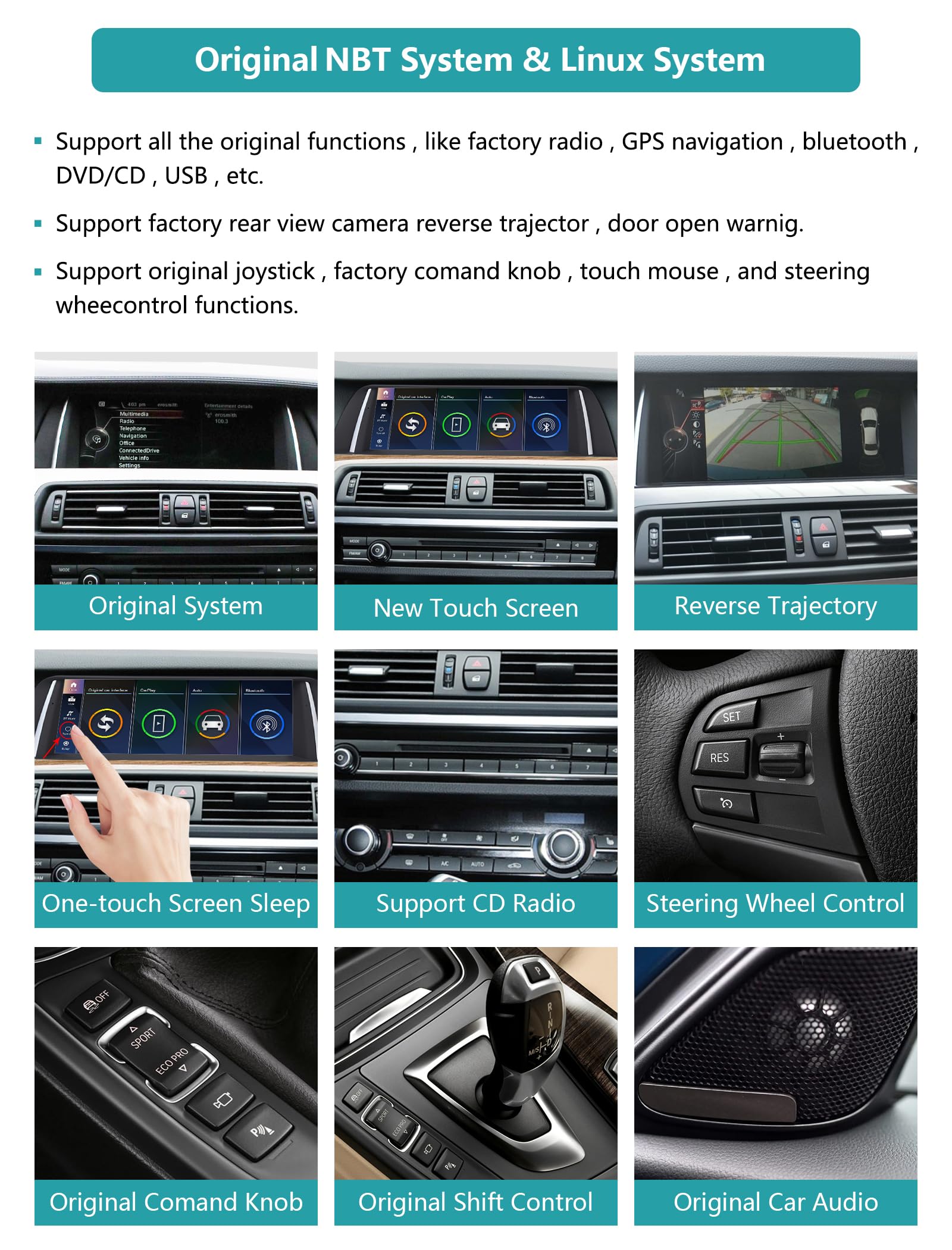 Radio samochodowe 10,25'' ekran dotykowy z Carplay i Android Auto dla BMW serii 3/4 F30 F31 F32 F33 F34 F35 F36 F80 z lat 2013-2016 z systemem NBT, obsługuje Mirrorlink, kamerę, nawigację