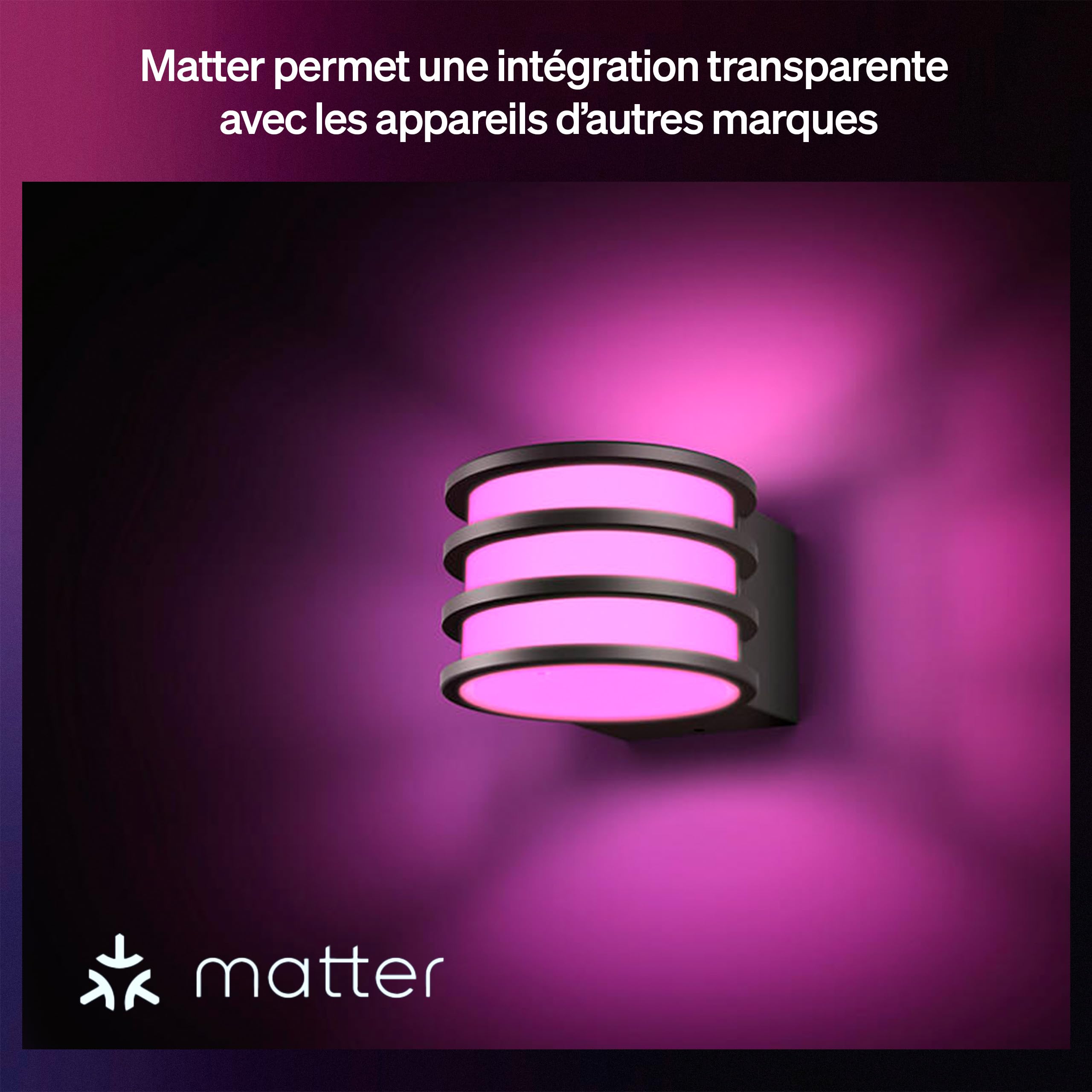 Philips Hue Lucca Applique Extérieur, Lumière Blanche et Multicolore Personnalisable, Vive 1100 lm, Ampoule A60 Incluse, Luminosité Variable, IP44 Résiste aux Intempéries, Compatible Matter, Zigbee