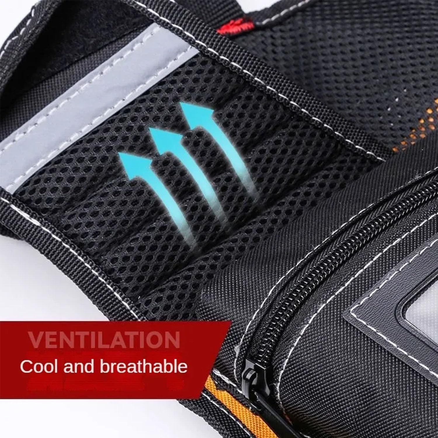 Herramienta Chaleco Traje de Trabajo Chaqueta Correa Pesca Chaleco Reflectante Ajustable con Porta Martillo Extraíble para Electricista Carpintero Construcción