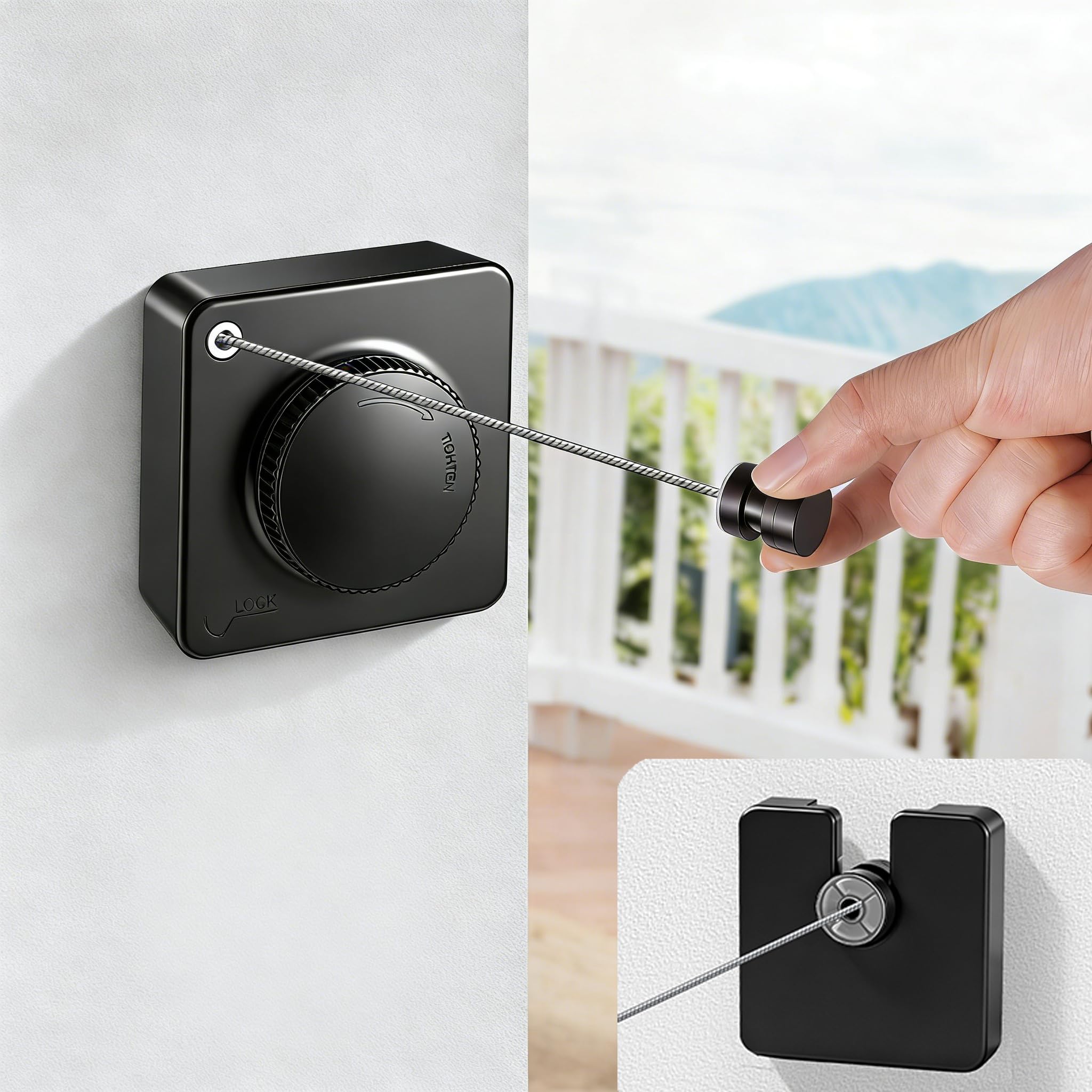 Corde à linge rétractable en métal, étendoir robuste de 4,8m pour extérieur et balcon
