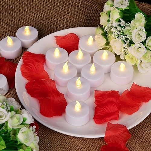 Miniatura 6 de OSHINE Paquete de 24 velas LED sin llama, velas de té parpadeantes, batería incluida como fiesta, boda, decoración de mesa, decoración de calabaza,