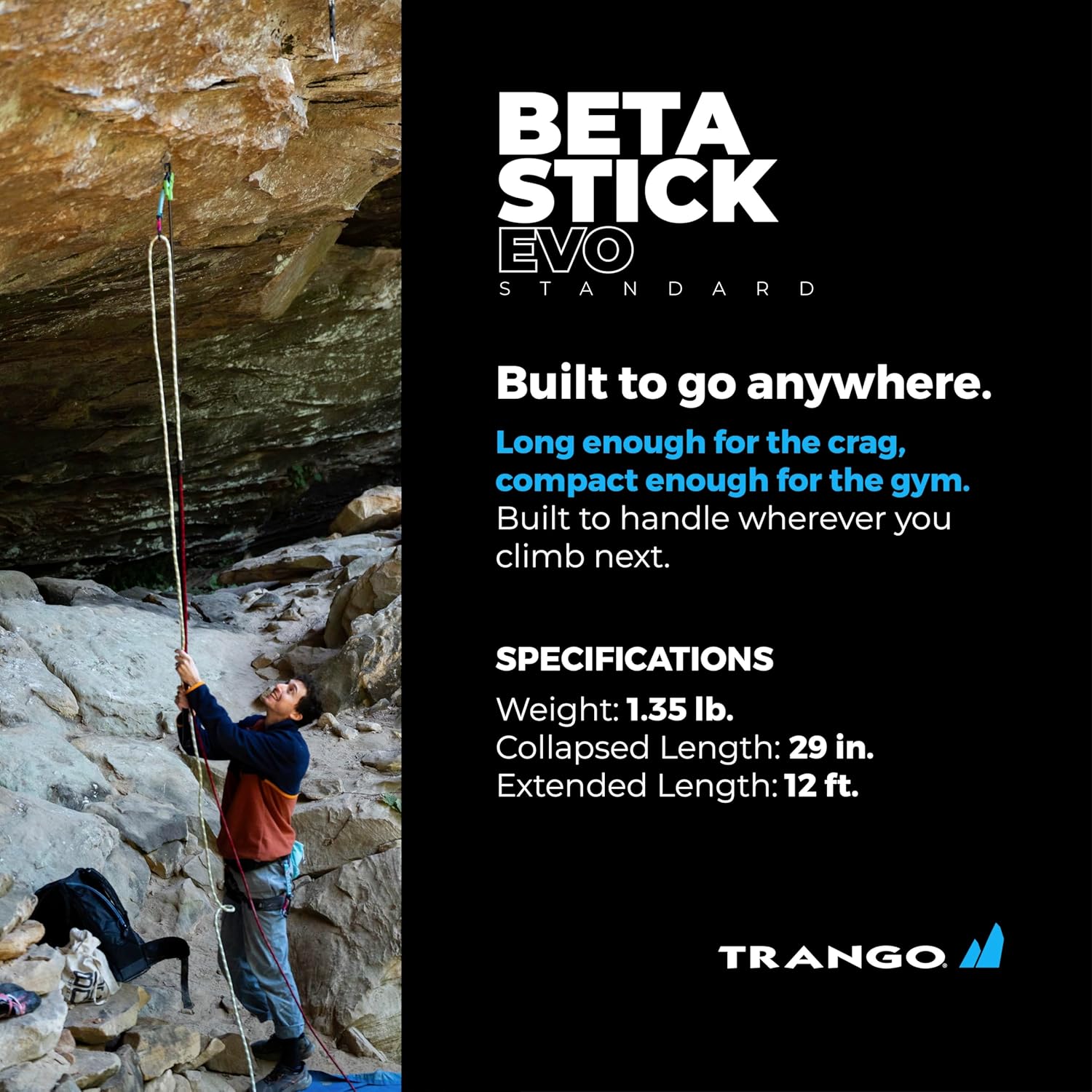 Trango Beta Stick EVO - Adjustable Climbing Stick Clip Tool for Sport Climbing & Bolt Clipping