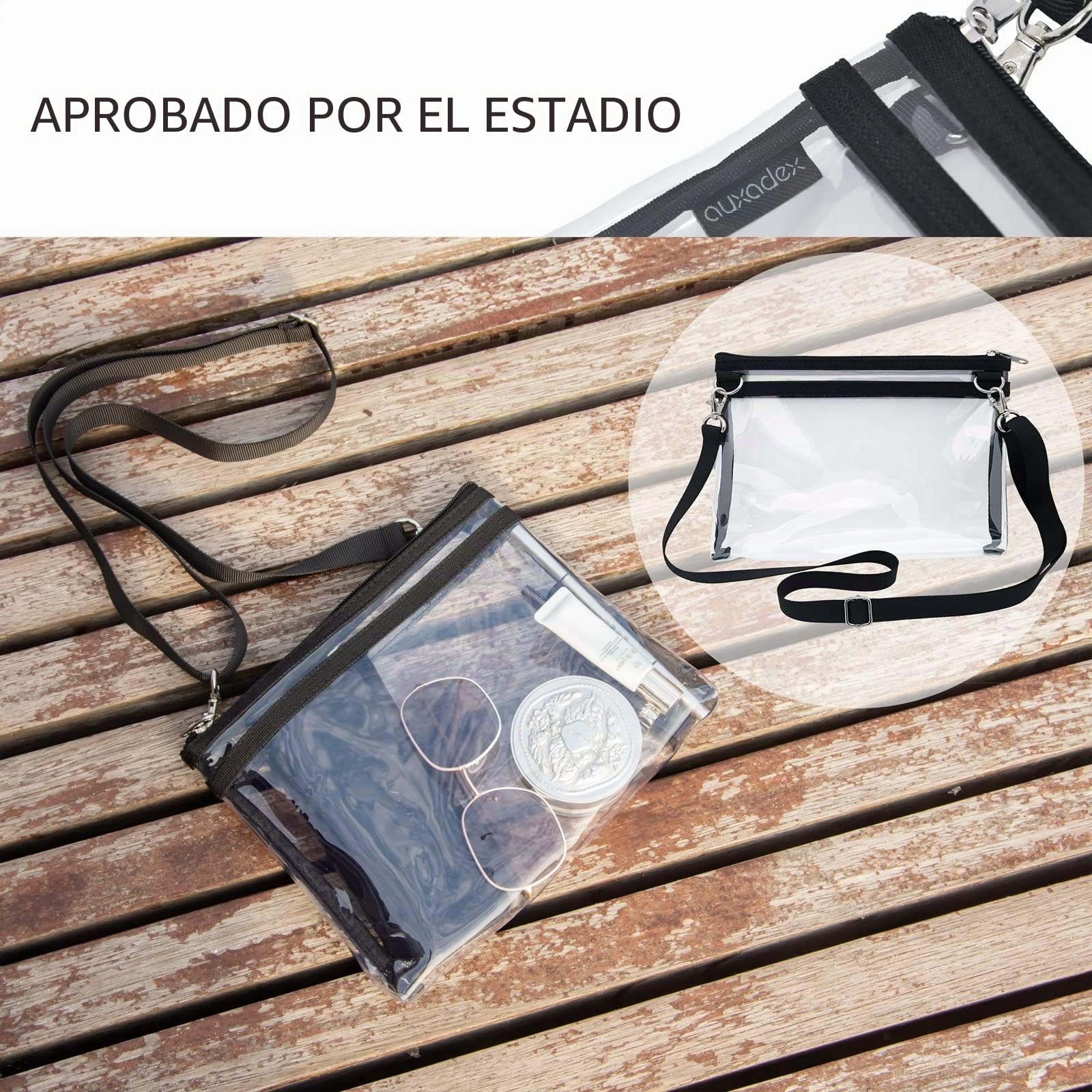 Bolsa cruzada transparente de PVC aprobada por el estadio, bolsa de hombro transparente para gimnasio, bolso transparente, correa de hombro ajustable, para fanáticos de los deportes y viajeros