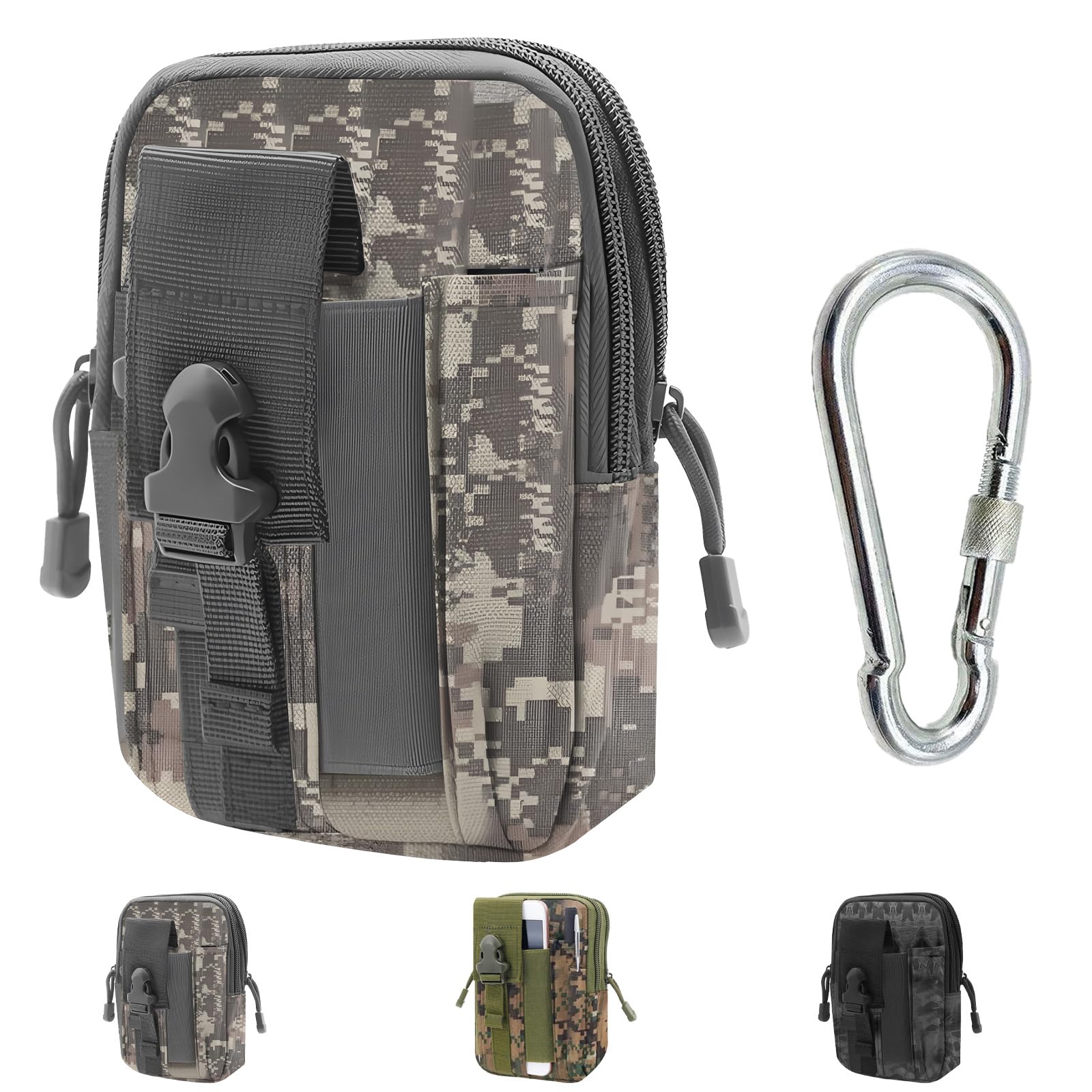 LHLZNB Tactical Waist Bags + Outdoor Hook，Universal Outdoor Waist Bag，suitable Utility Gadget Waist Bag with Cell Phone Holster for Sports, Cycling, Hiking,Fishing Camping, Traveling (grey)