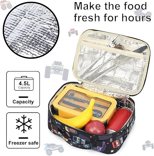 Miniatura 2 de CAMTOP Monster Truck - Lonchera para niños y niñas, con aislamiento, bolsa de almuerzo reutilizable, kit de bolsa de almuerzo para viajes escolares