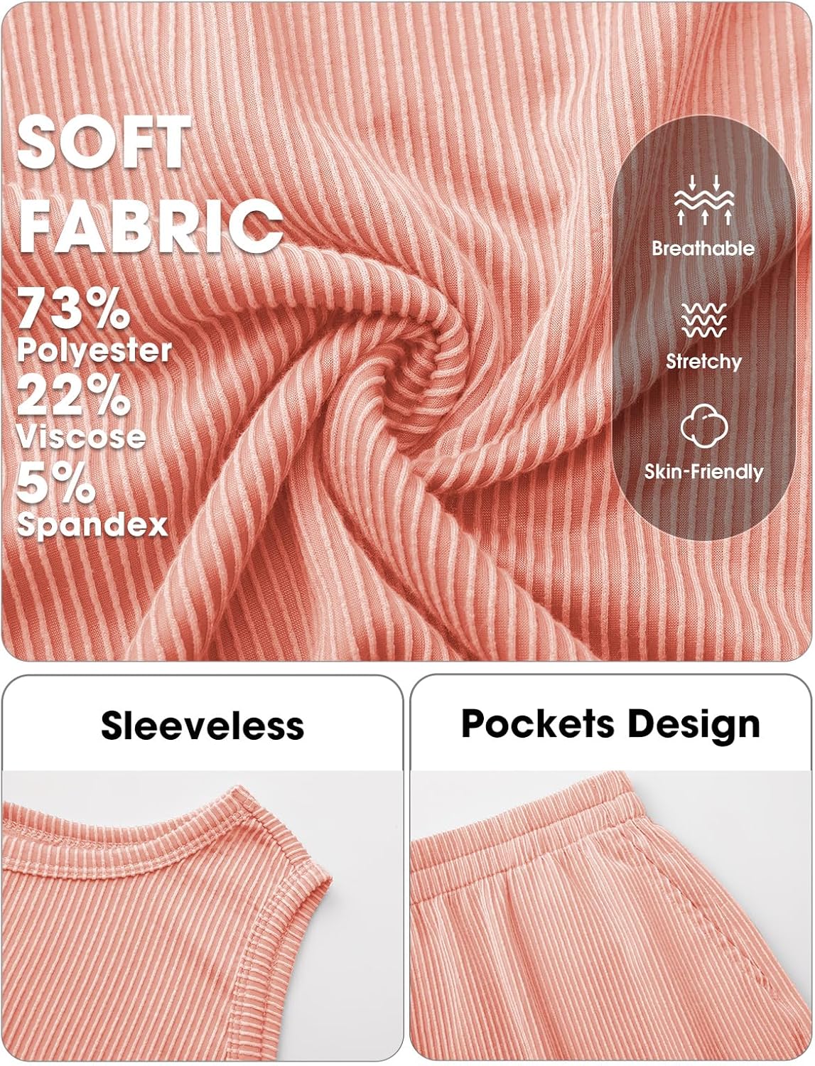 EXLURA Women's Summer 2 Piece Outfits Sleeveless Tank Top Matching Shorts Sets Lounge Sets Beach Vacation Cruise Clothes 2026 - Image 6