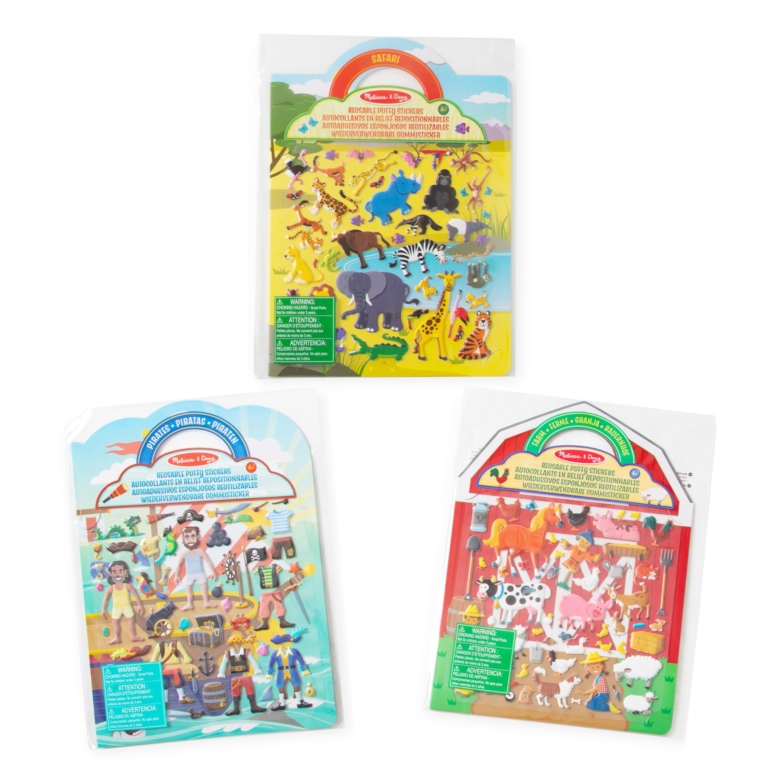 Melissa & Doug Puffy Sticker Play Sets - Safari, Pirate, On the Farm