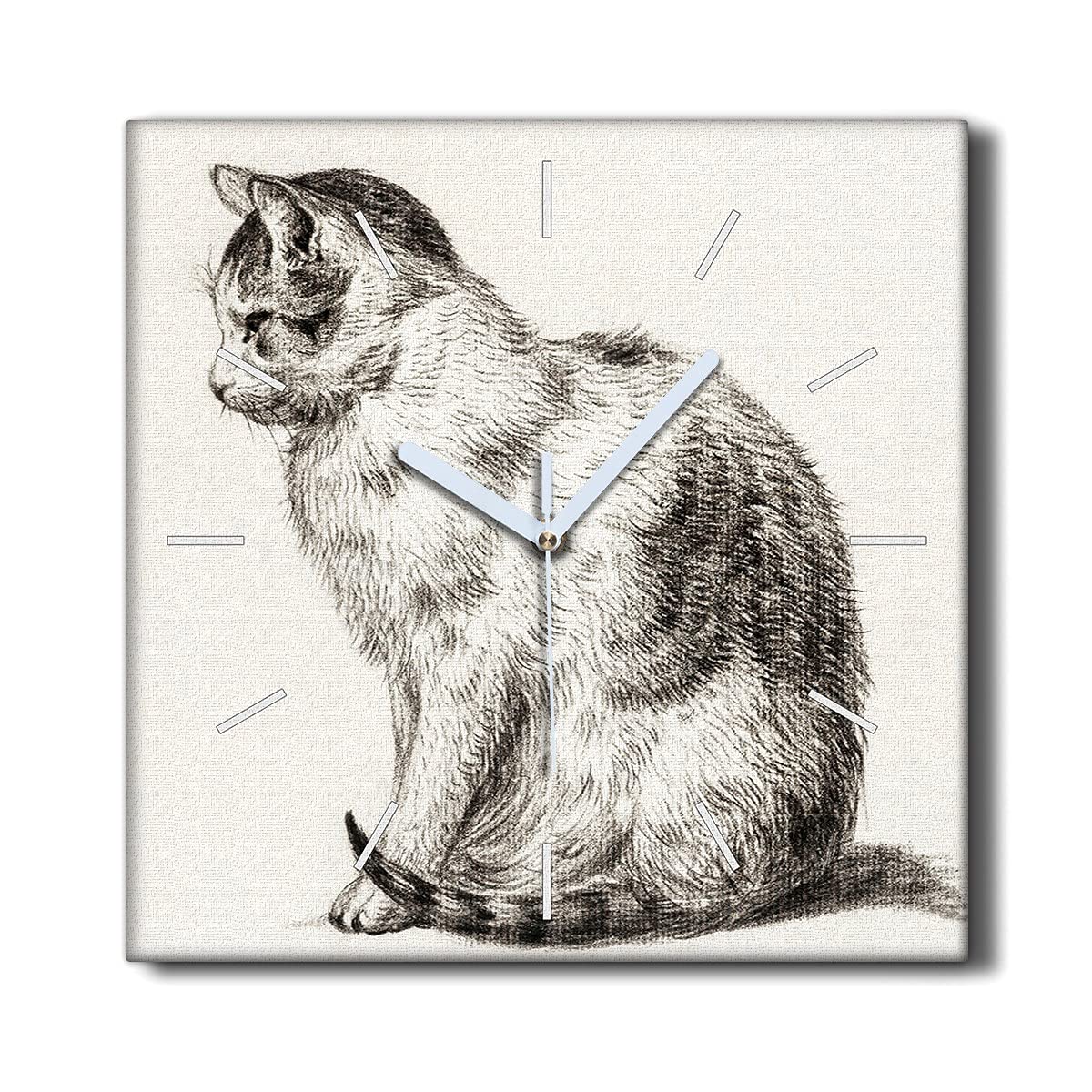 Horloge Murale Toile Le Salon Décoration Chat sans Tic-Tac