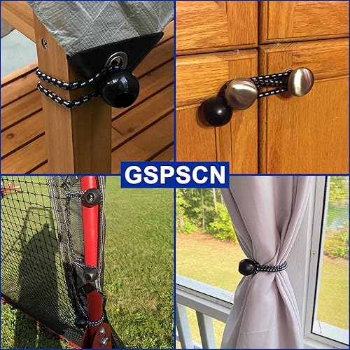Miniatura 5 de GSPSCN Paquete de 50 cuerdas elásticas de 6 pulgadas para kiosco, de lona, cuerdas elásticas resistentes a los rayos UV para campamento, refugio,