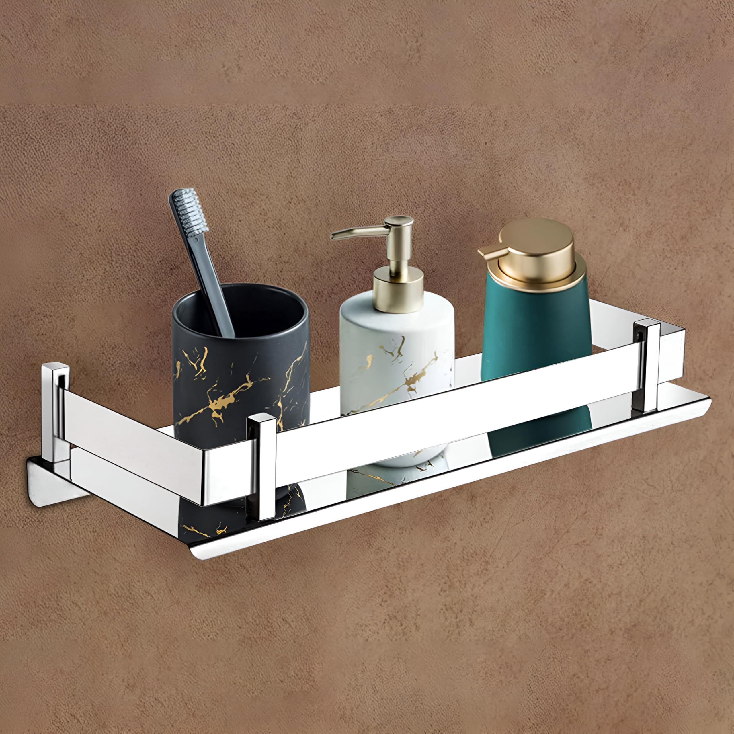 Pivalo Stainless Steel Bathroom Shelf Wall Mounted Corner Multipurpose Rack Accessories and Fittings for Washroom Kitchen Wash Basin - (5" X 8", 1 Pc, Transparent)-image-14
